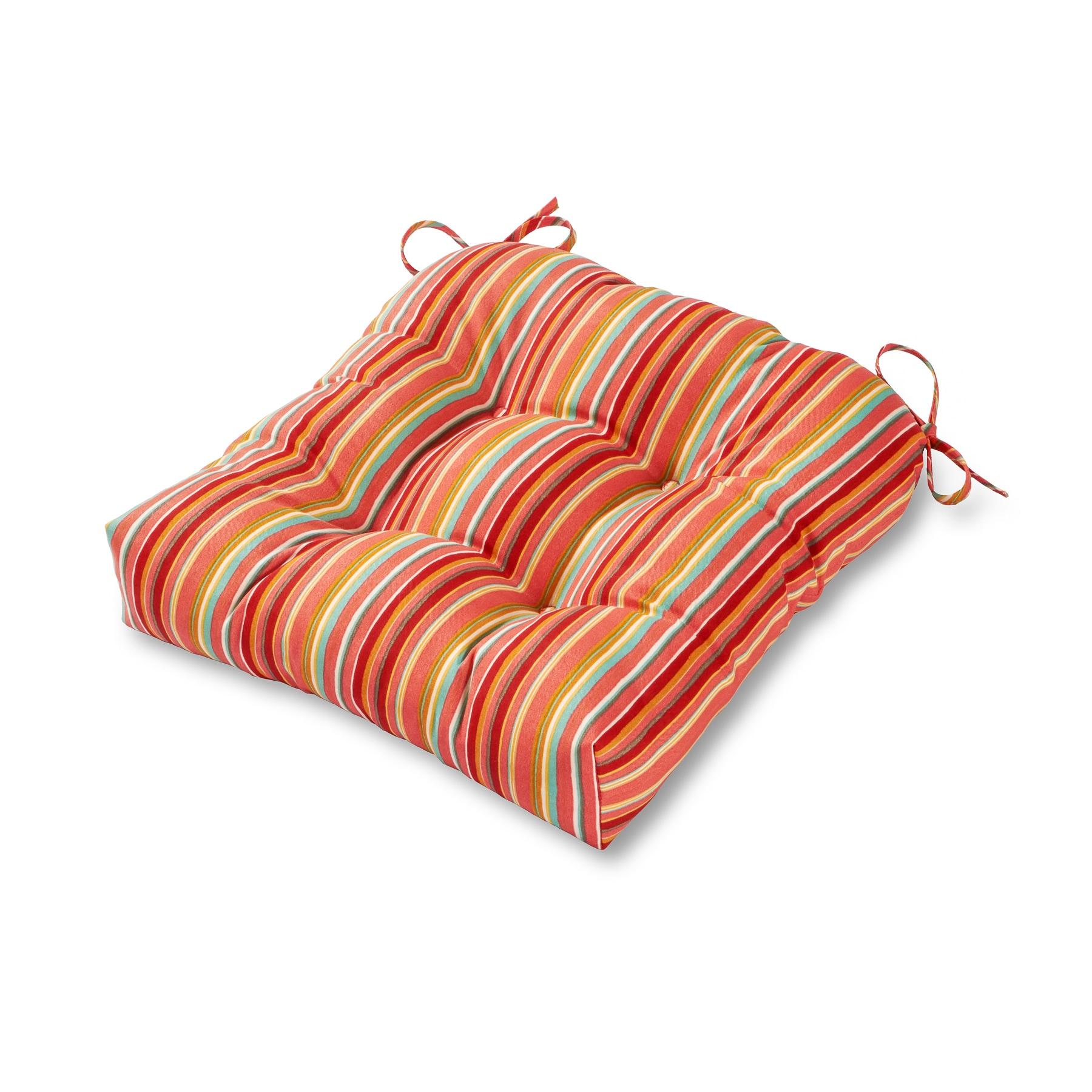 Greendale Home Fashions 20" x 20" Watermelon Stripe Outdoor Tufted Dining Seat Cushion