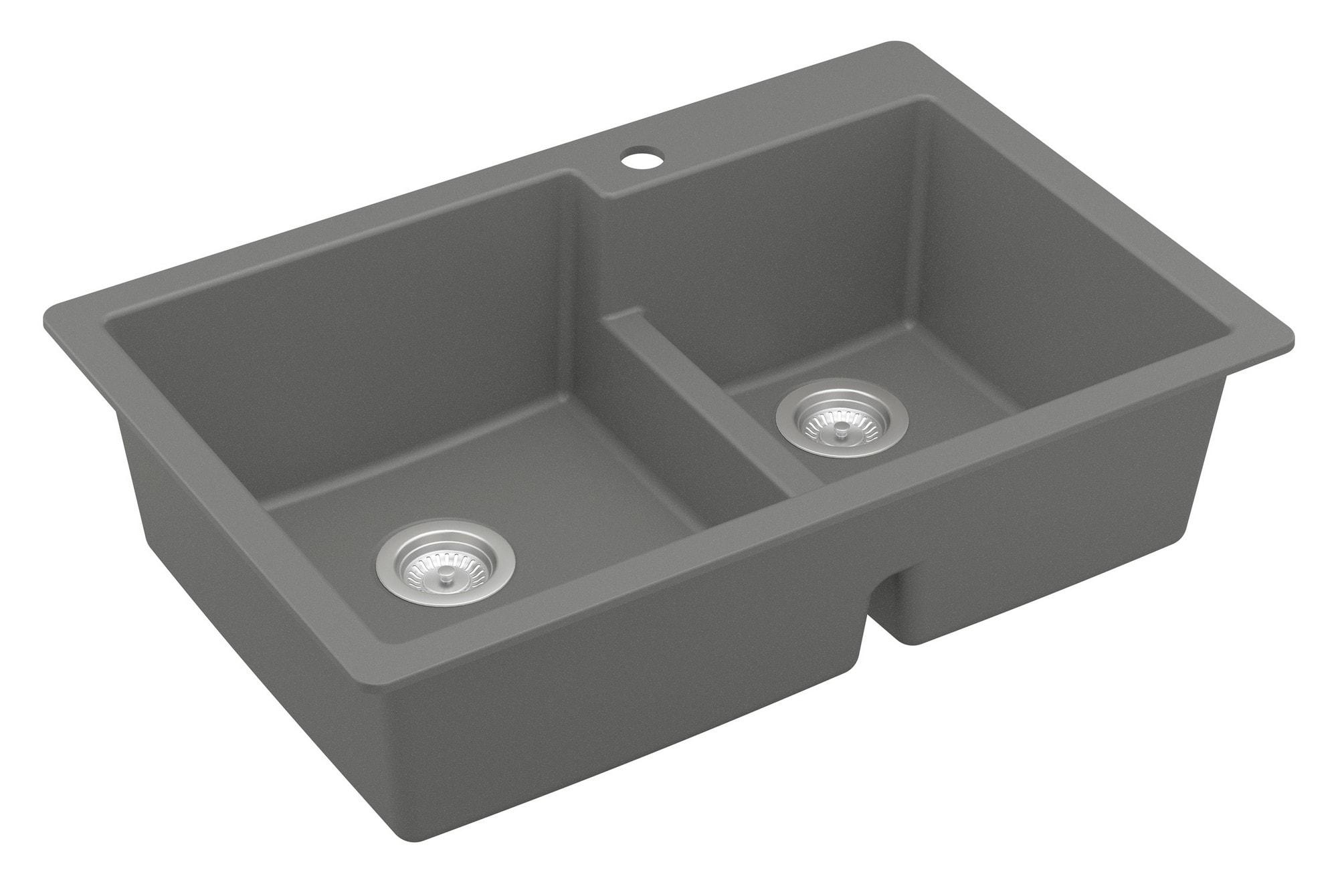Karran Quartz 33'' X 22'' 60/40 Double Bowl Drop-in Kitchen Sink