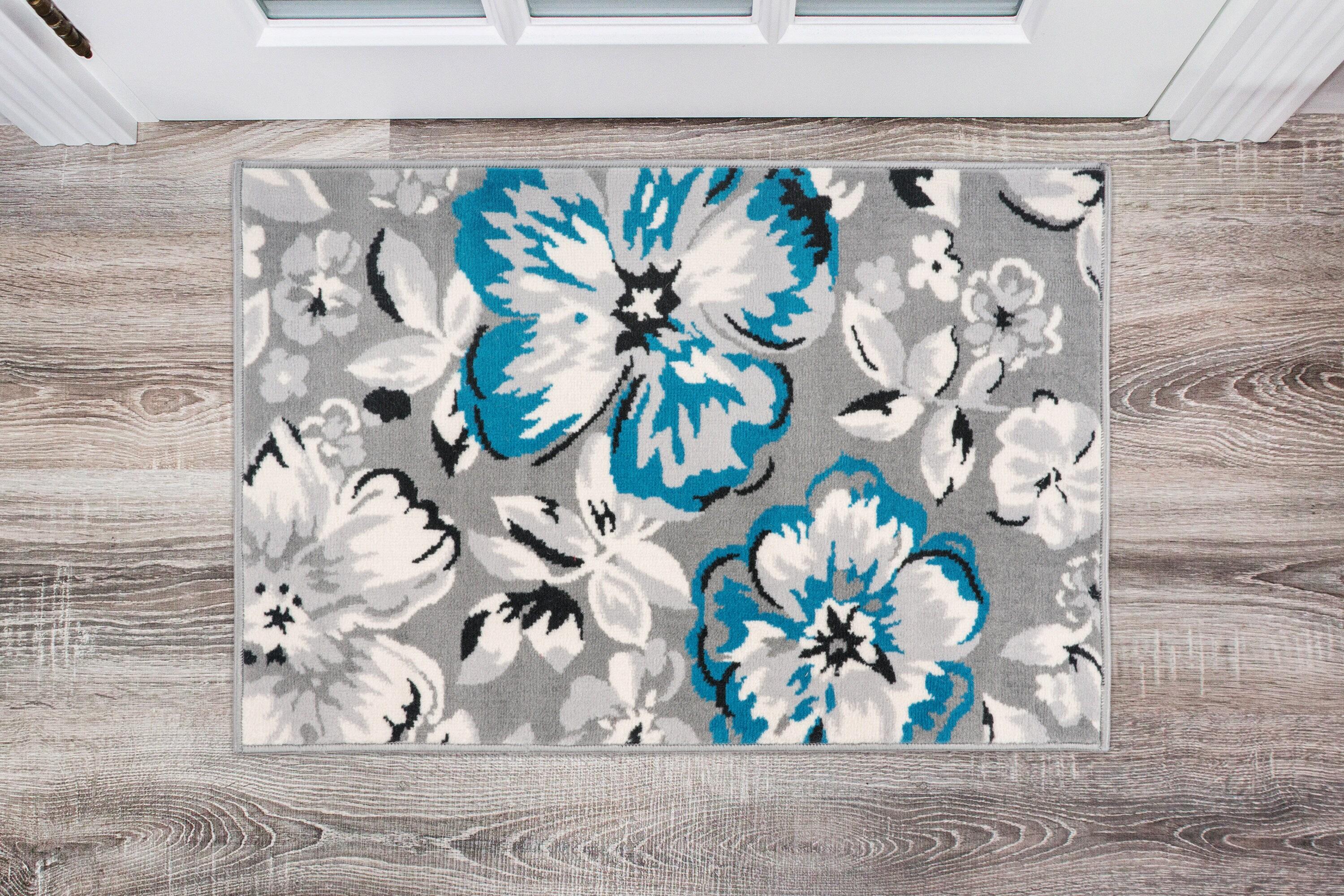 World Rug Gallery Modern Floral Design Blue 2' x 3' Area Rug