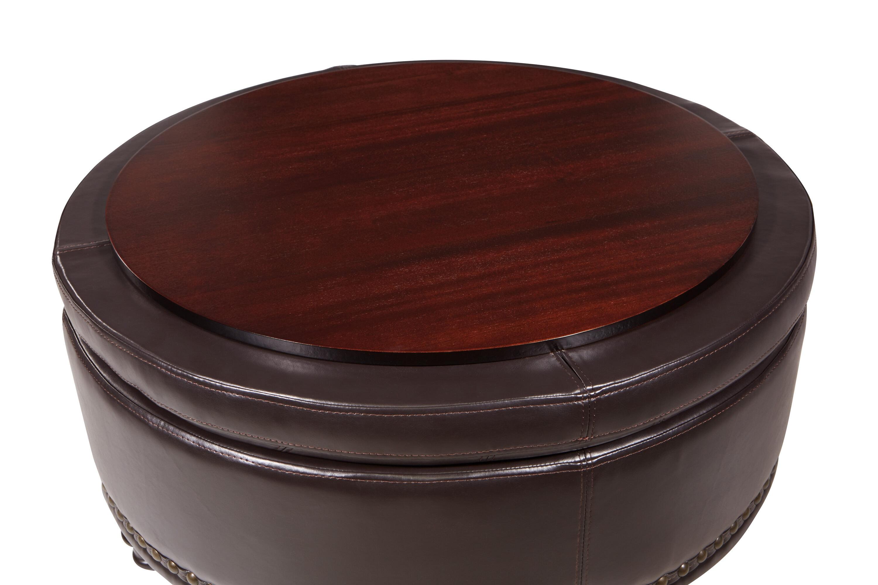 Augusta Storage Leather Ottoman in Espresso