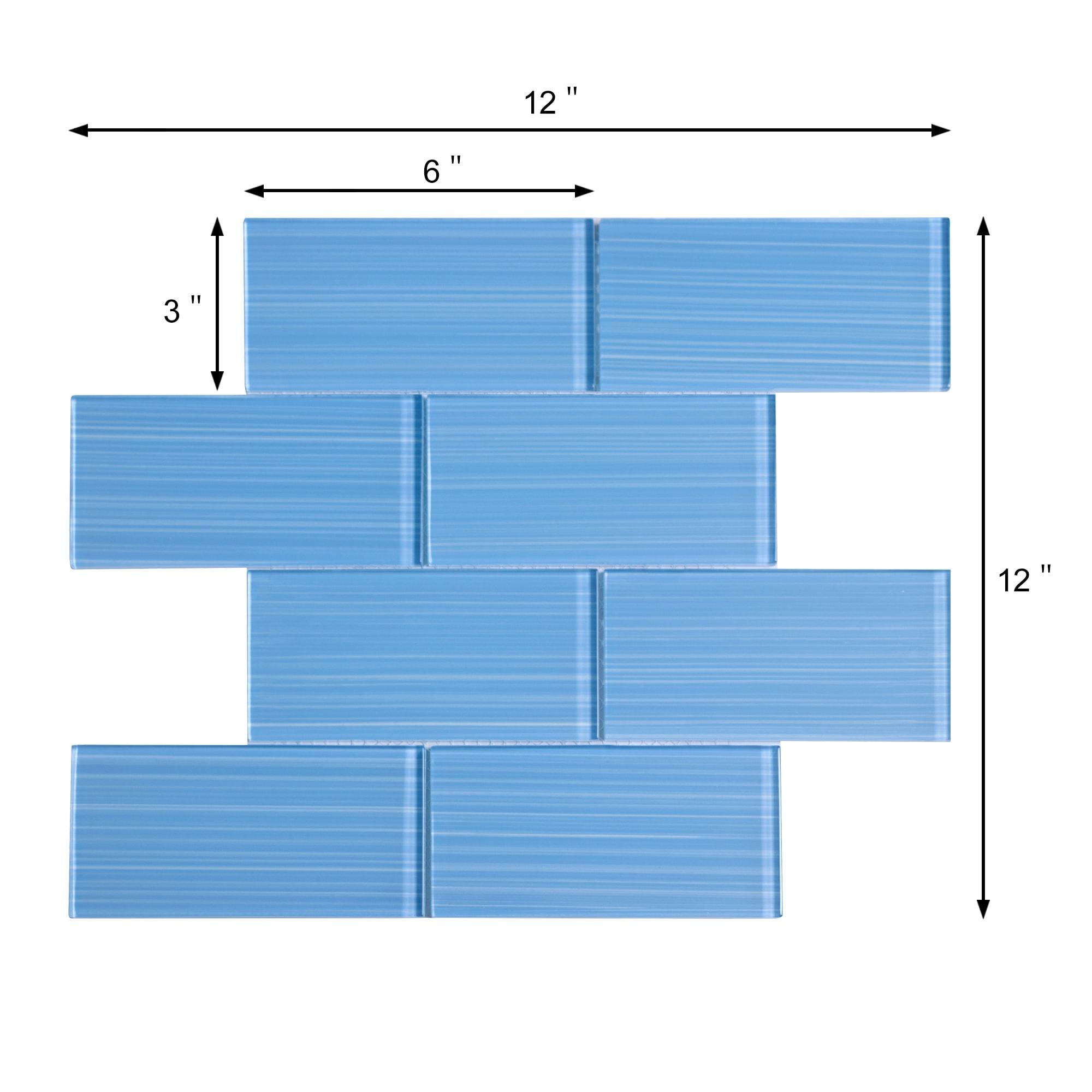 Premium Hand Painted 3" x 6" Straight Edge Glass Mosaic Subway Tile