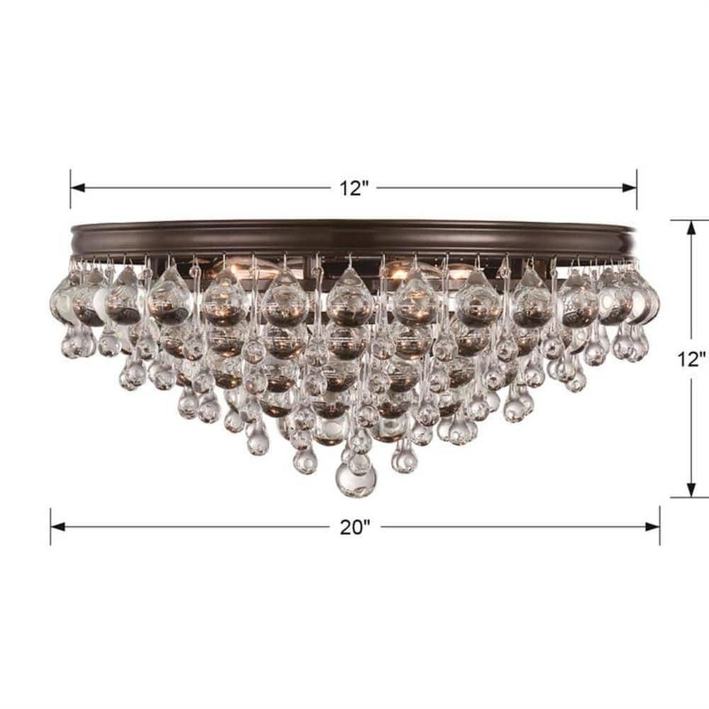 Vibrant Bronze 6-Light Chandelier with Clear Glass Drops