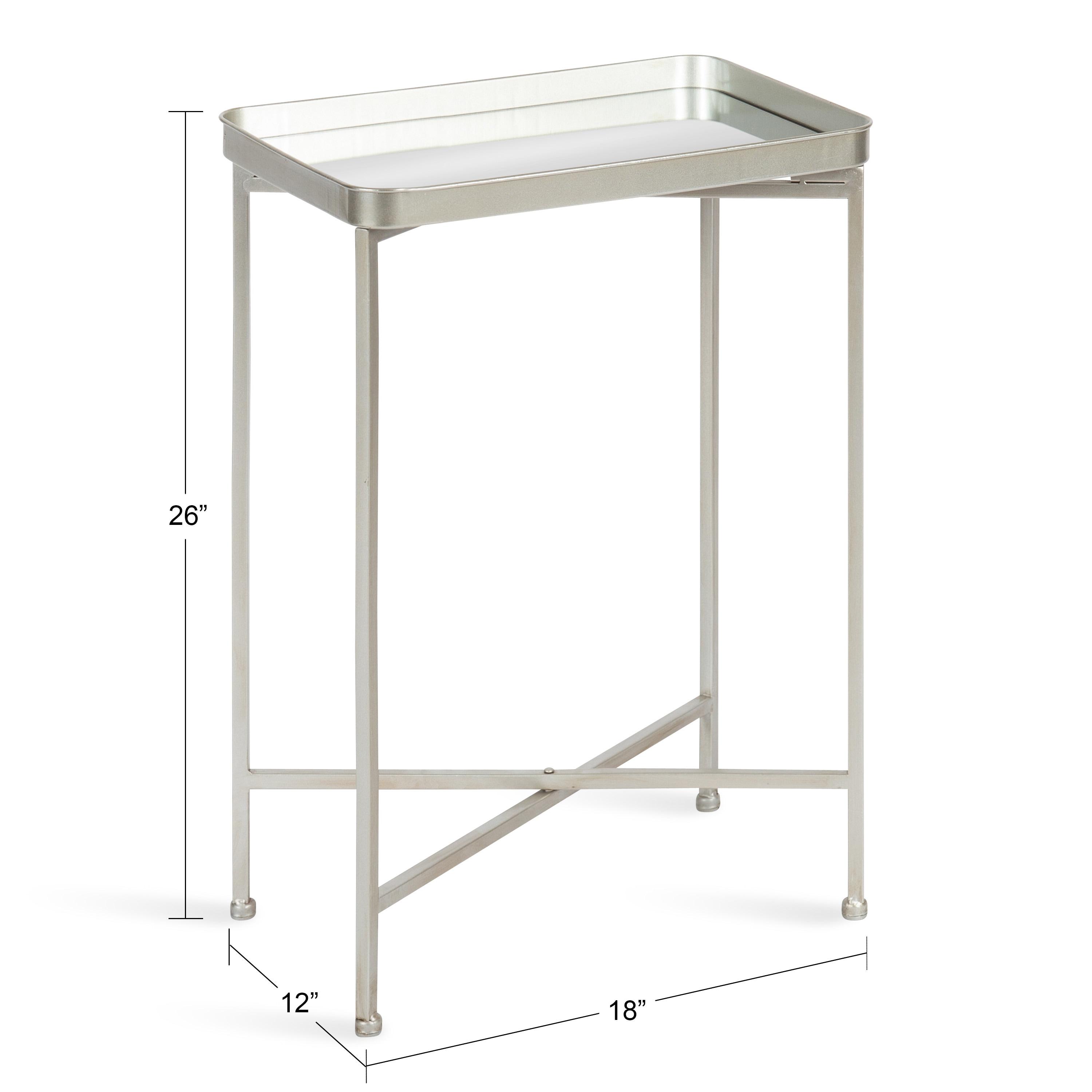 Kate and Laurel Celia Rectangle Metal Side Table, 18x12x26, Silver