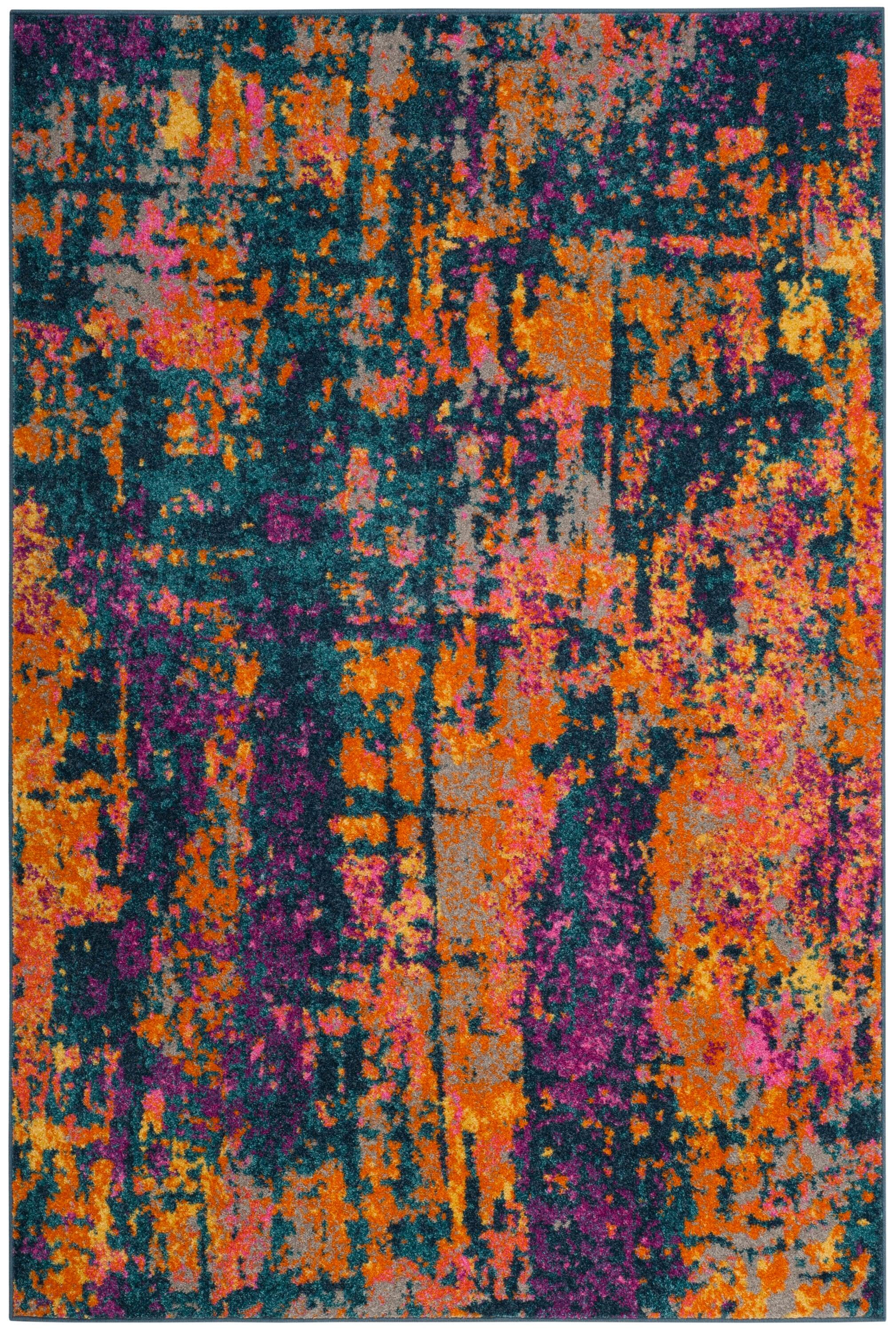 Madison MAD143 Power Loomed Indoor Area Rug - Blue/Orange - 5'1"x7'6" - Safavieh.