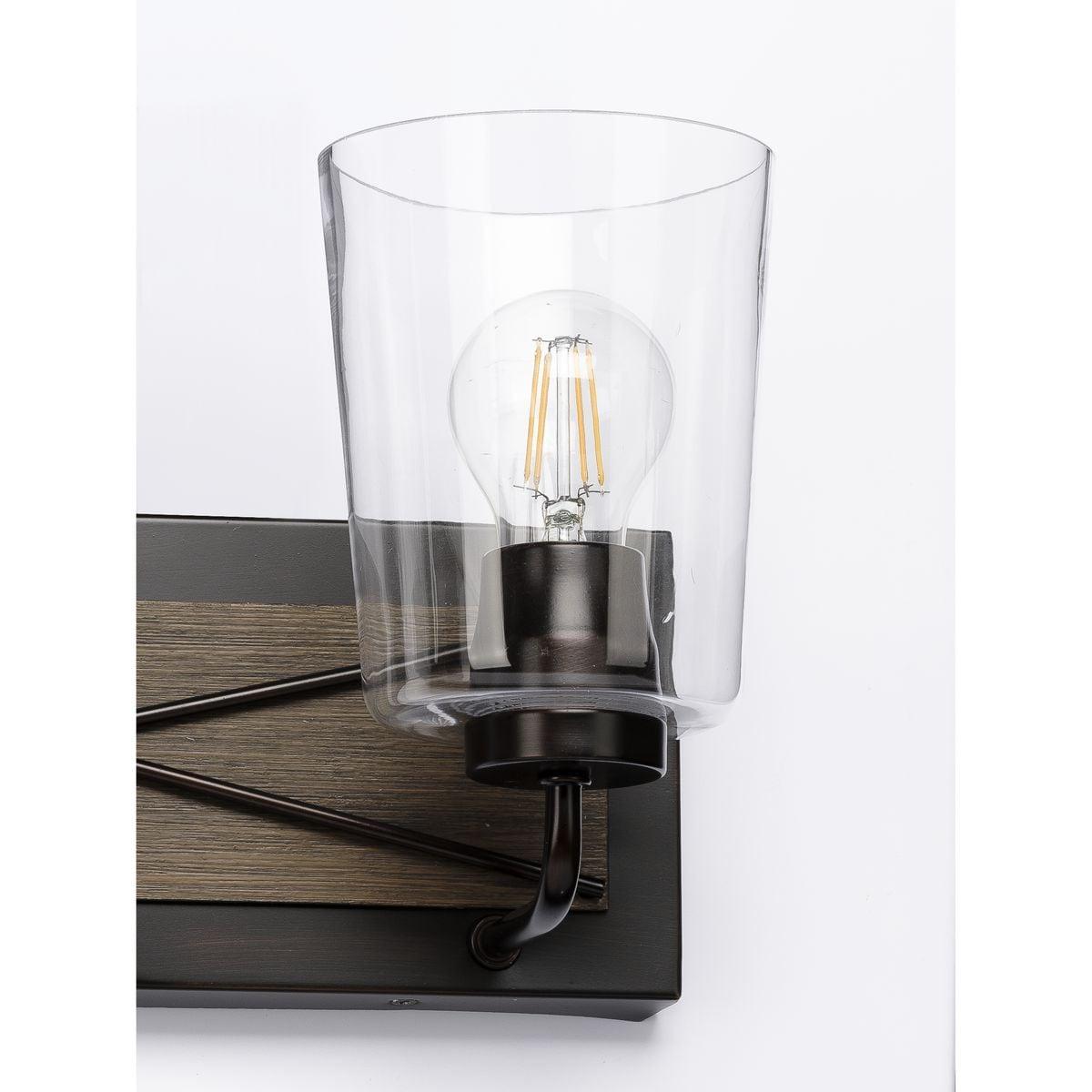 Progress Lighting Briarwood 3-Light Bath Vanity in Antique Bronze with Clear Glass Shades