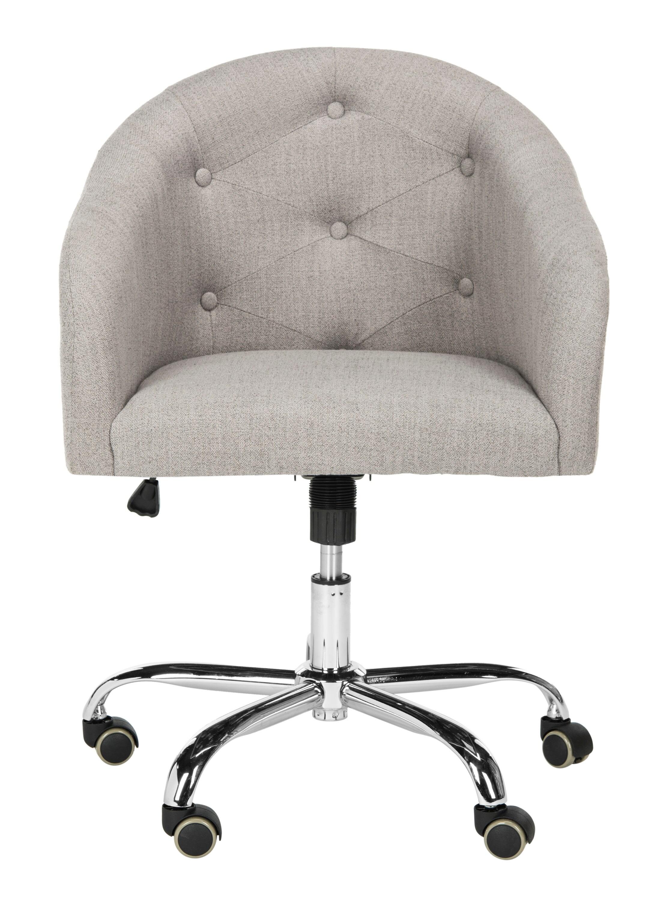 SAFAVIEH Amy Tufted Chrome Leg Swivel Office Chair, Grey