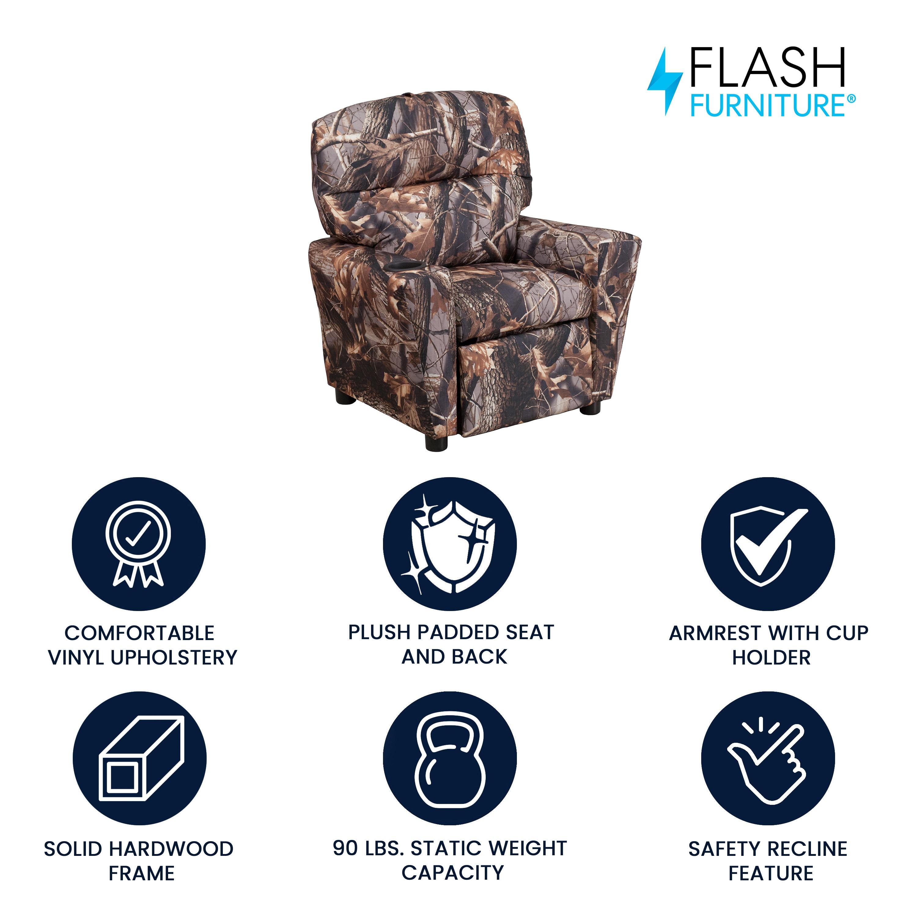 Flash Furniture Chandler Contemporary Camouflaged Fabric Kids Recliner with Cup Holder