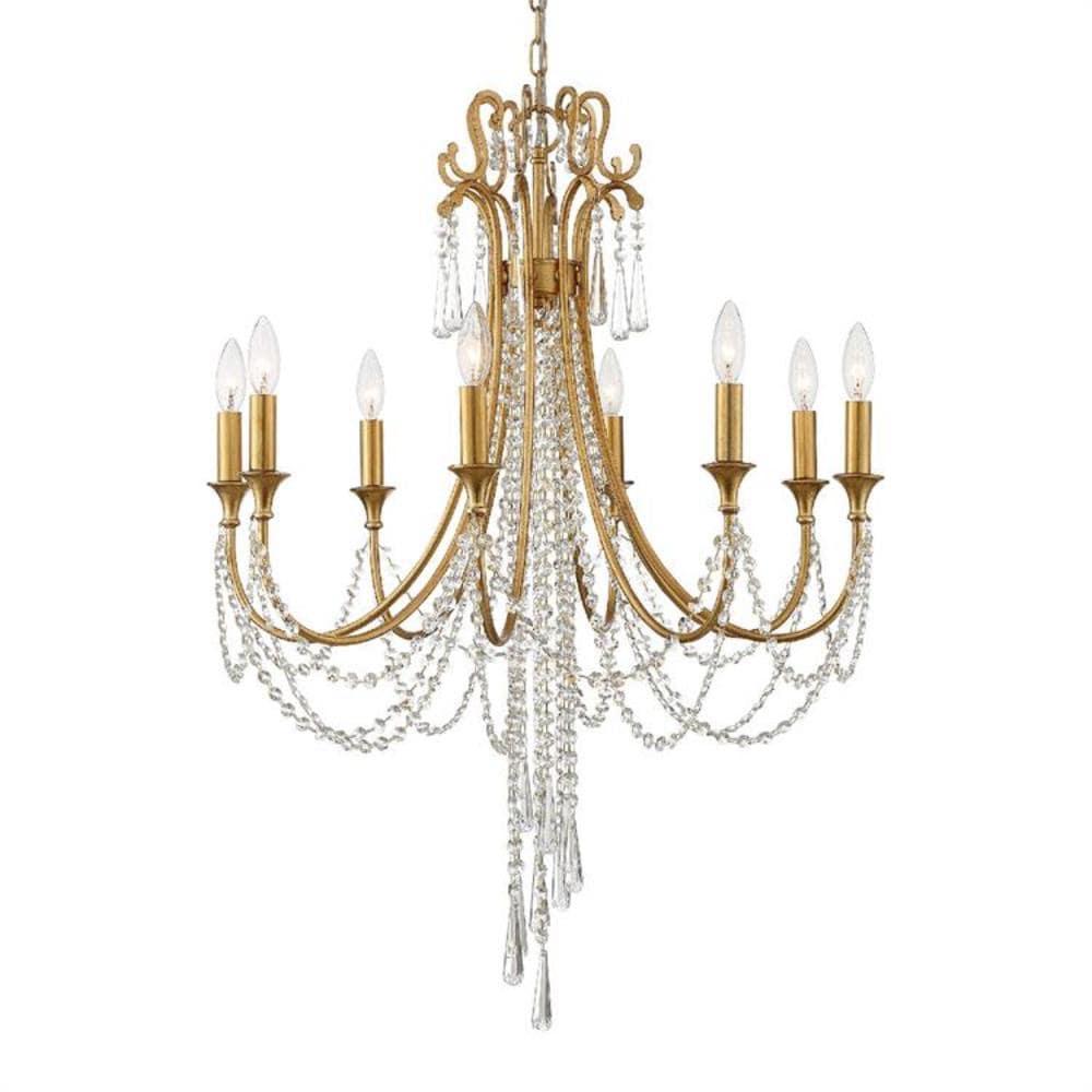 Crystorama Arcadia 8 Light Antique Gold Chandelier - 26'' W x 36.37'' H - 26'' W x 36.37'' H