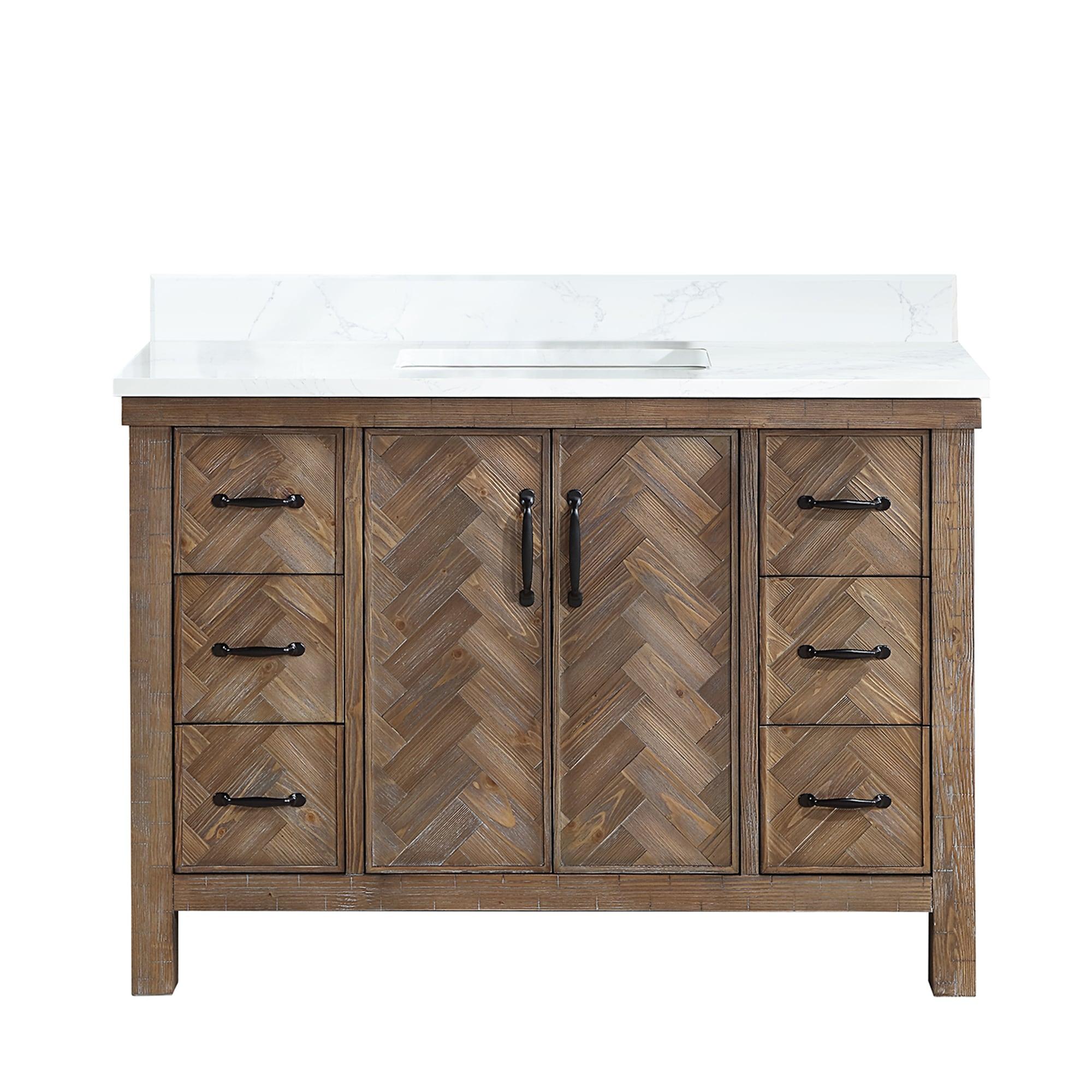Javier 48" Bath Vanity in Spruce Antique Gray with White Grain Composite Stone