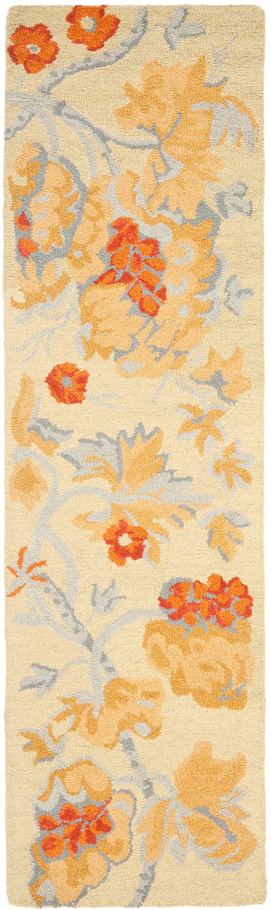 Blossom BLM922 Hand Hooked Runner Rug - Beige/Multi - 2'3"x6' - Safavieh.