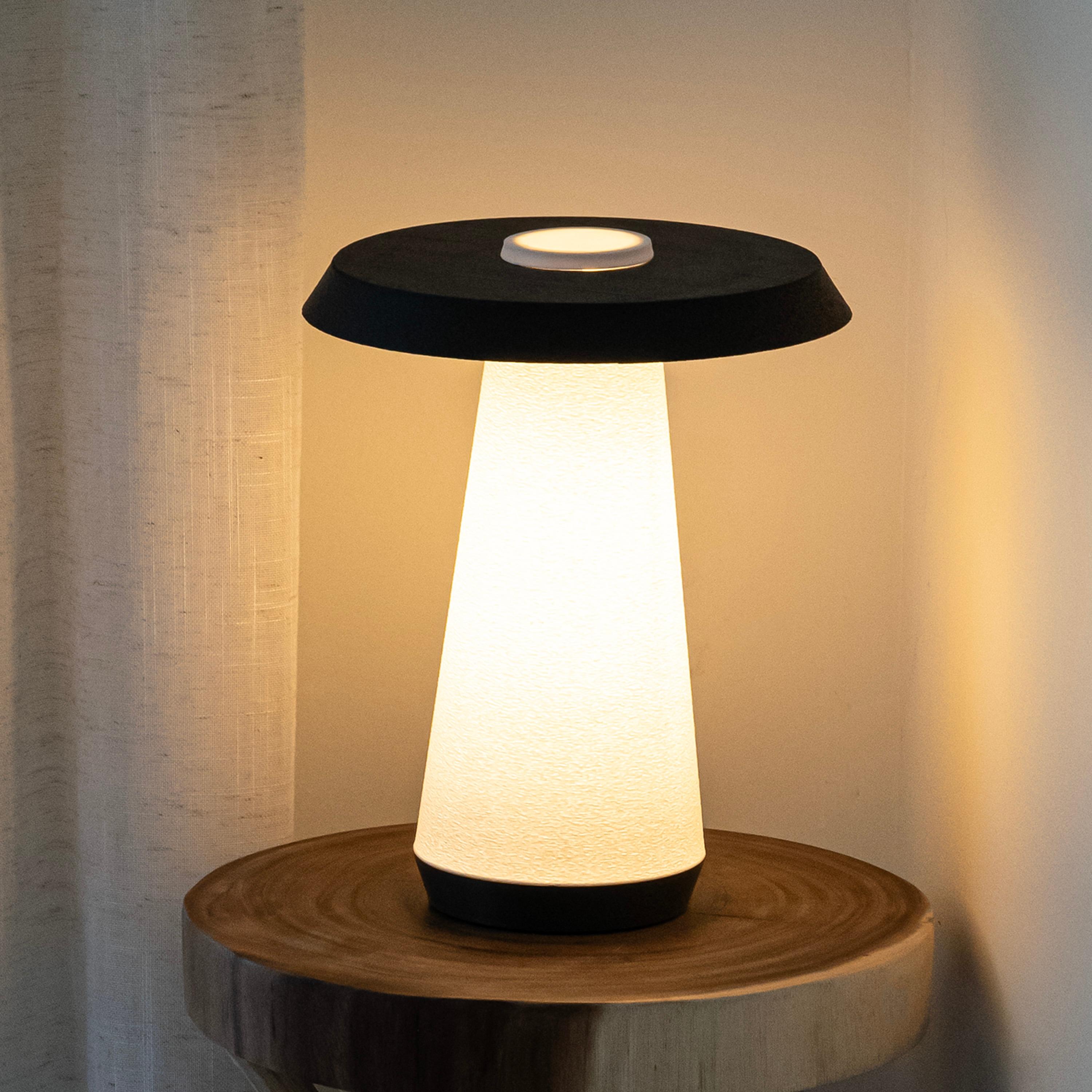 White and Black 3D Printed Dimmable LED Table Lamp