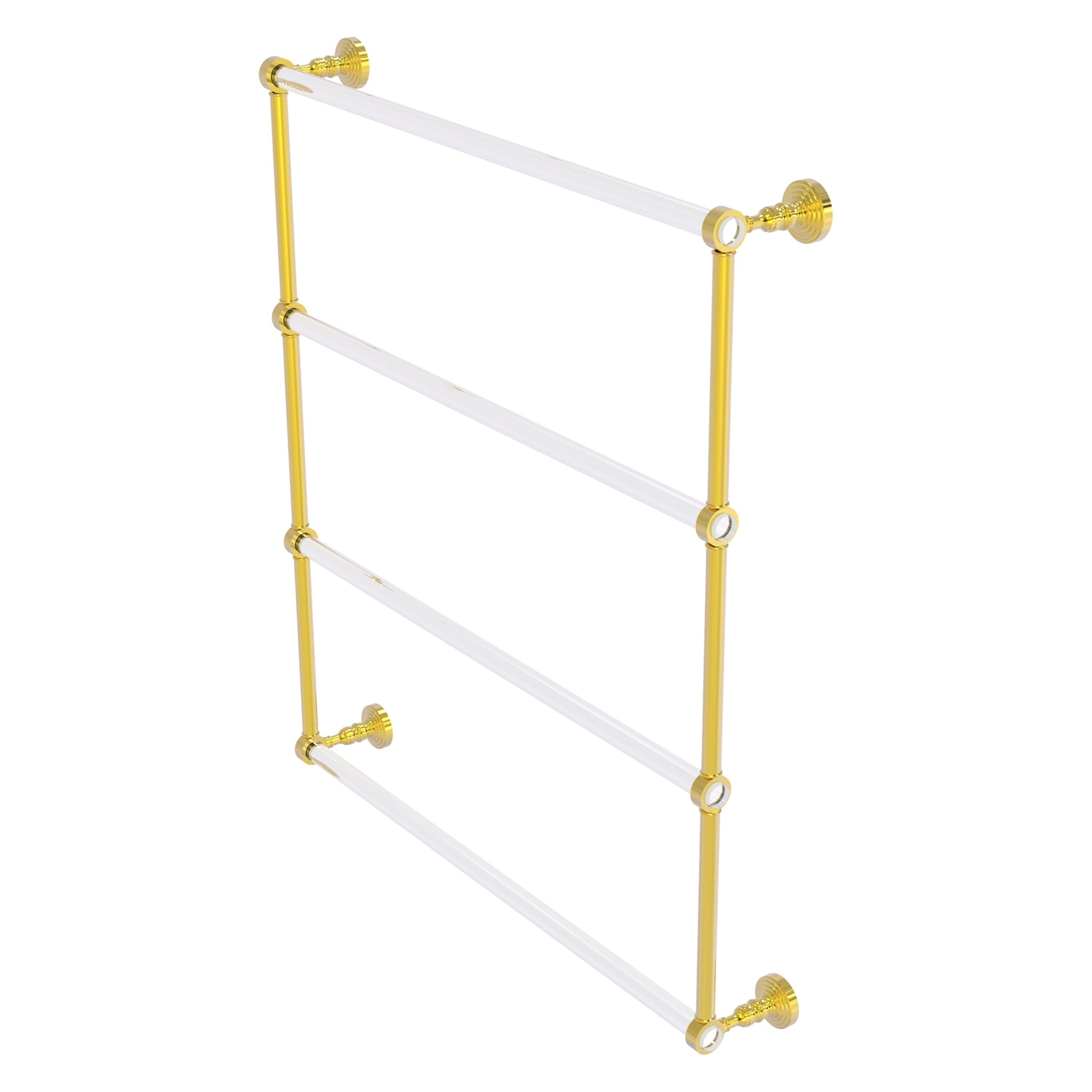 Polished Brass and Clear Acrylic 4-Tier Wall Towel Bar