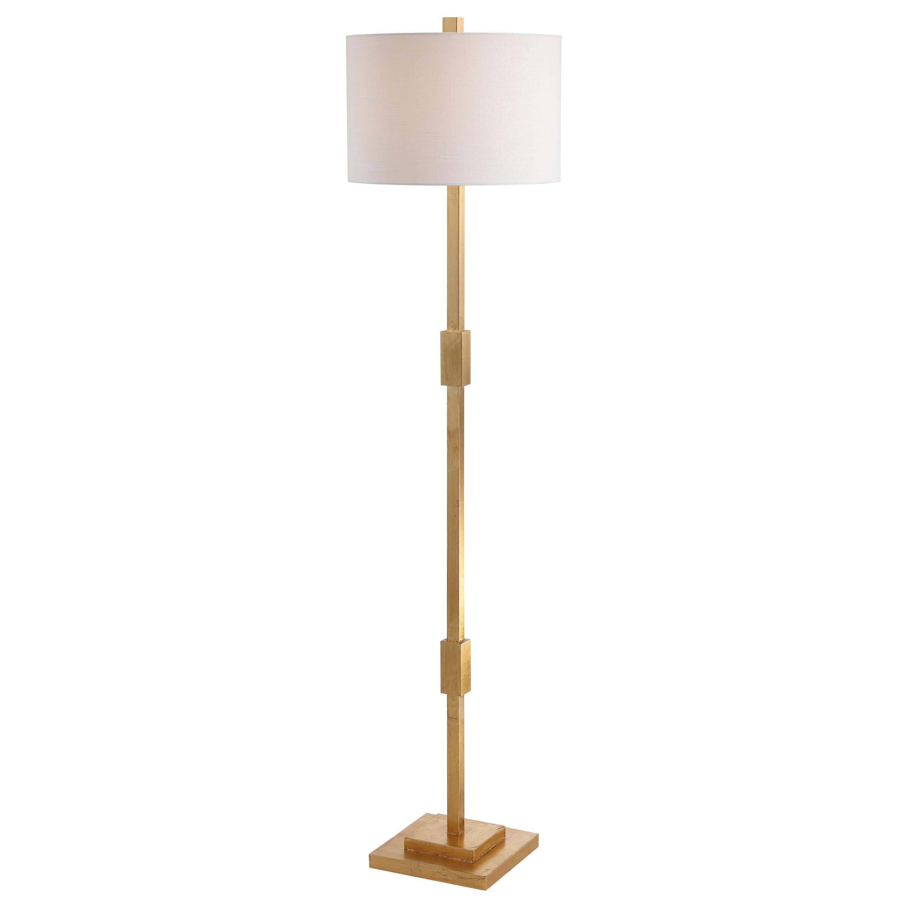 JONATHAN Y JYL3063A Windsor 61.5" Resin/Metal LED Floor Lamp, Contemporary, Modern, Transitional, Office, Living Room, Family Room, Dining Room, Bedroom, Hallway, Foyer, Gold Leaf