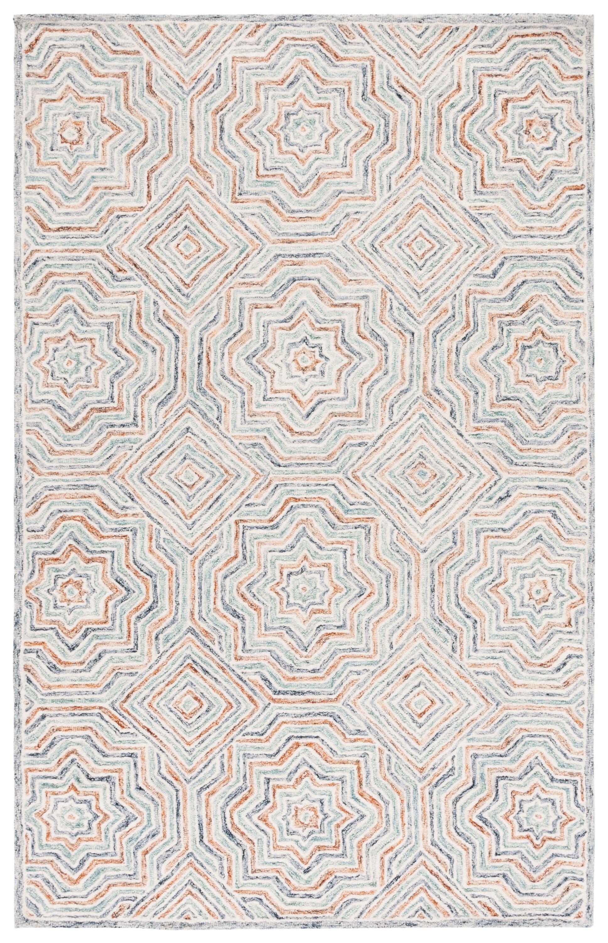 Capri CPR215 Tufted Indoor Area Rug - Blue/Rust - 4'x6' - Safavieh
