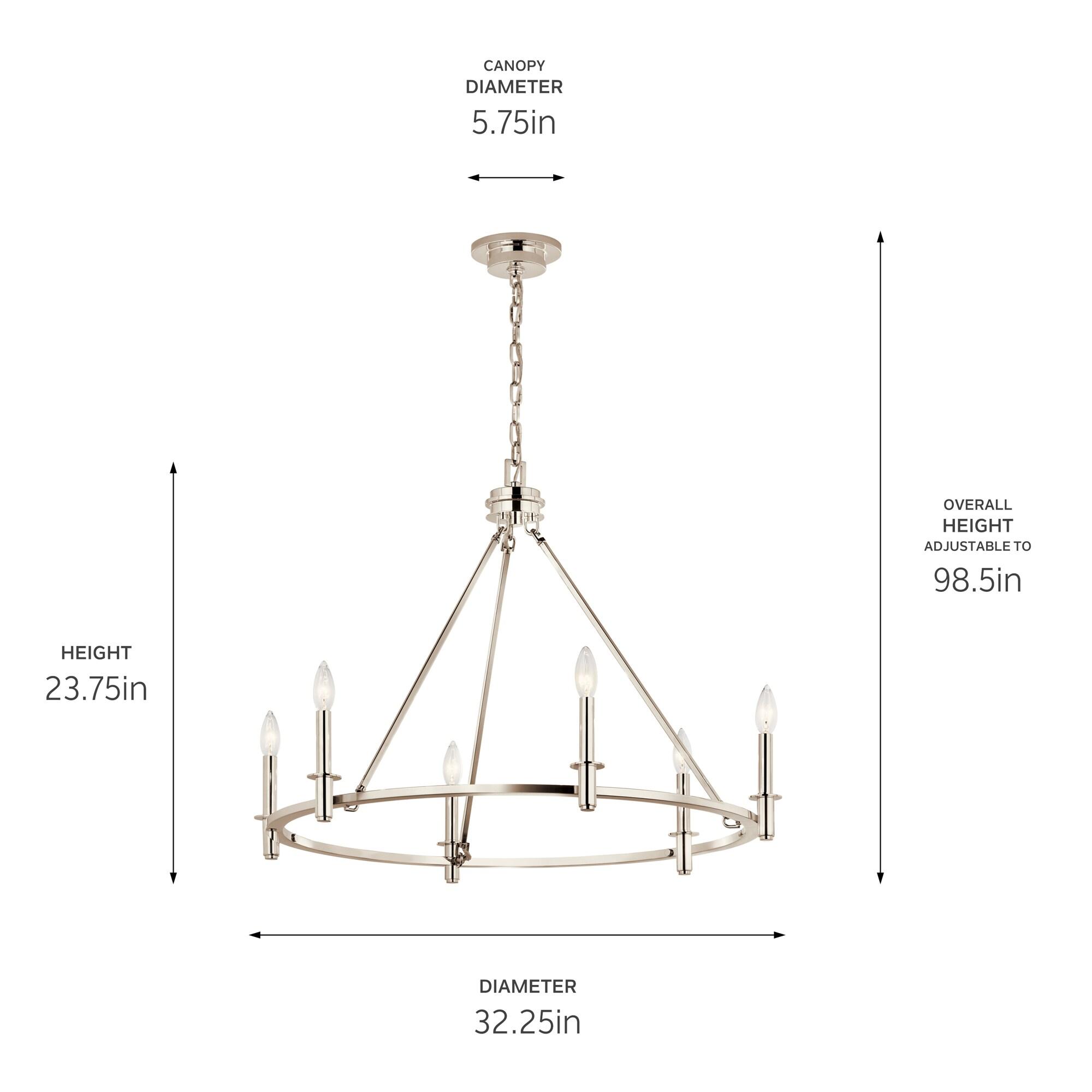 Kichler 52705 Carrick 6 Light 33" Wide Taper Candle Ring Chandelier - Nickel