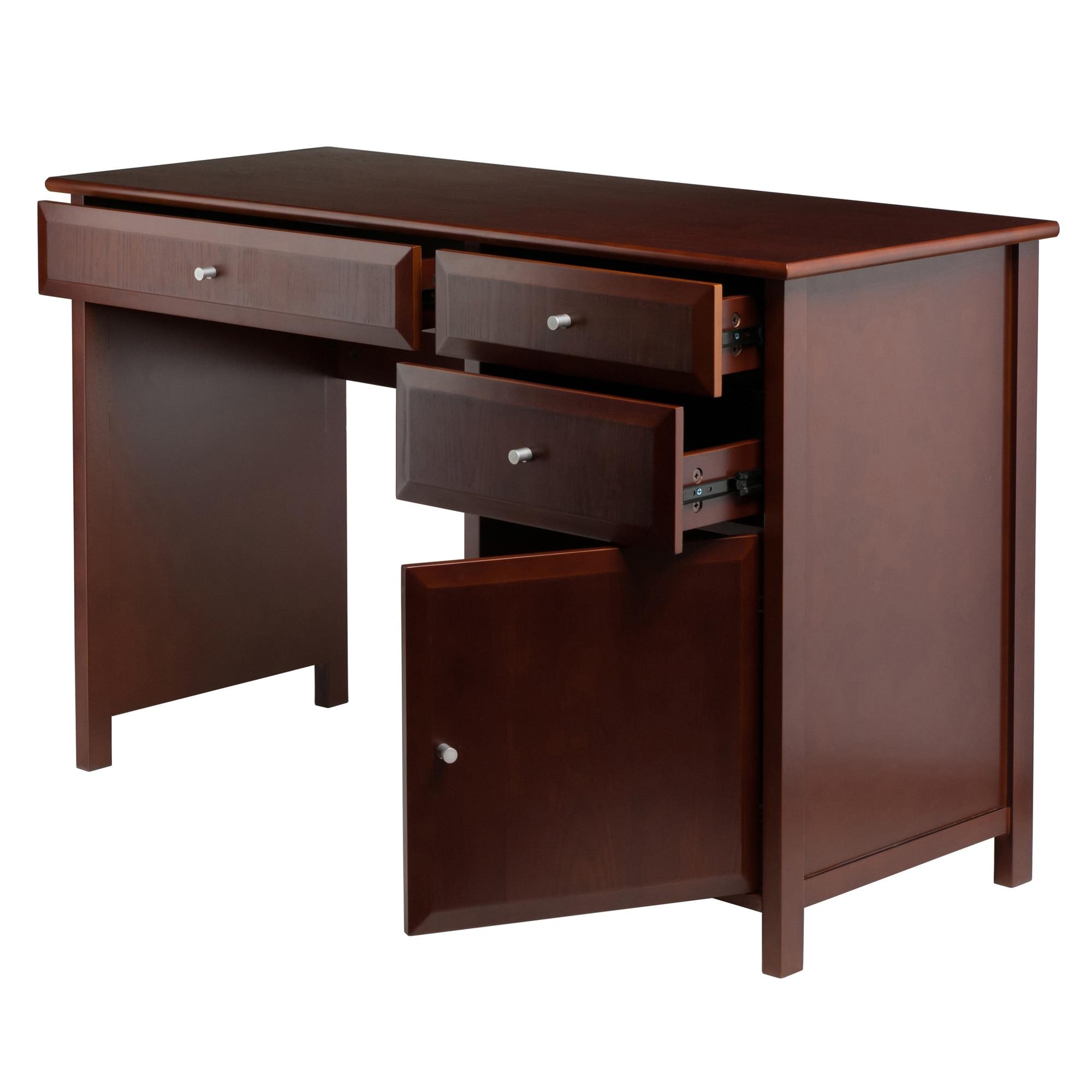 Delta Office Writing Desk Walnut - Winsome: Adult Assembly, Wood Composite Frame, No Storage