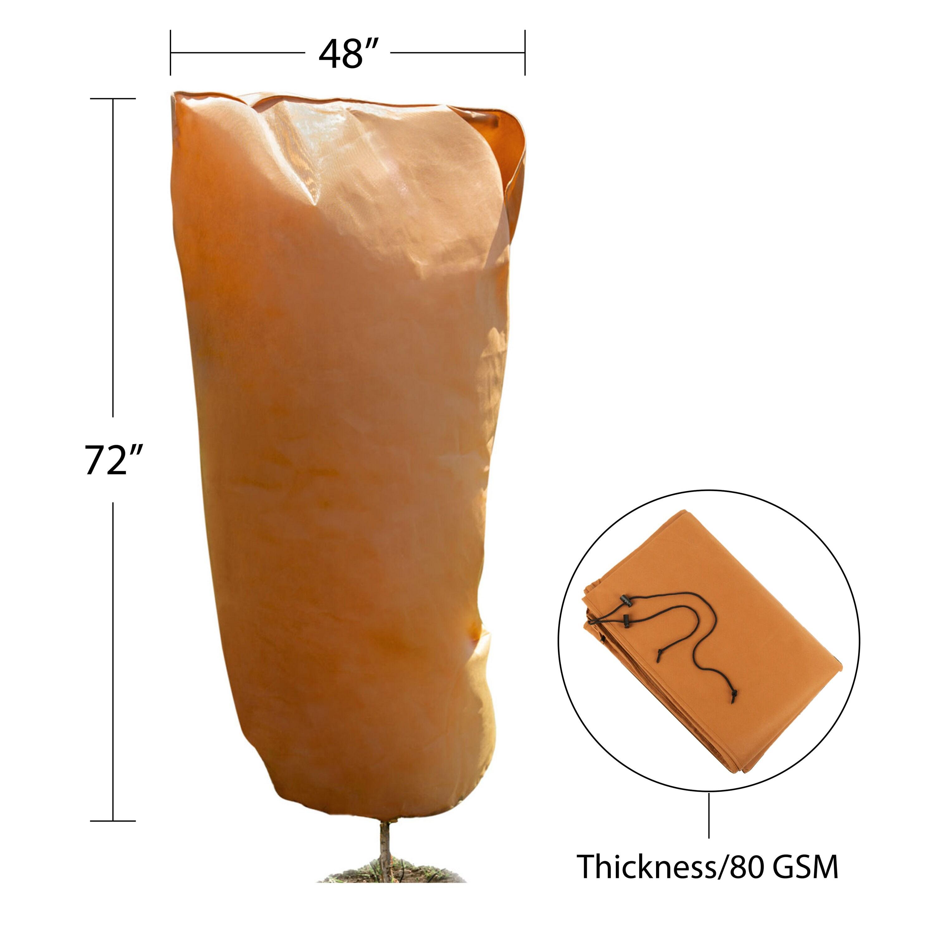 Brown Polypropylene Frost Protection Plant Covers with Drawstring and Zipper, 48" x 72"