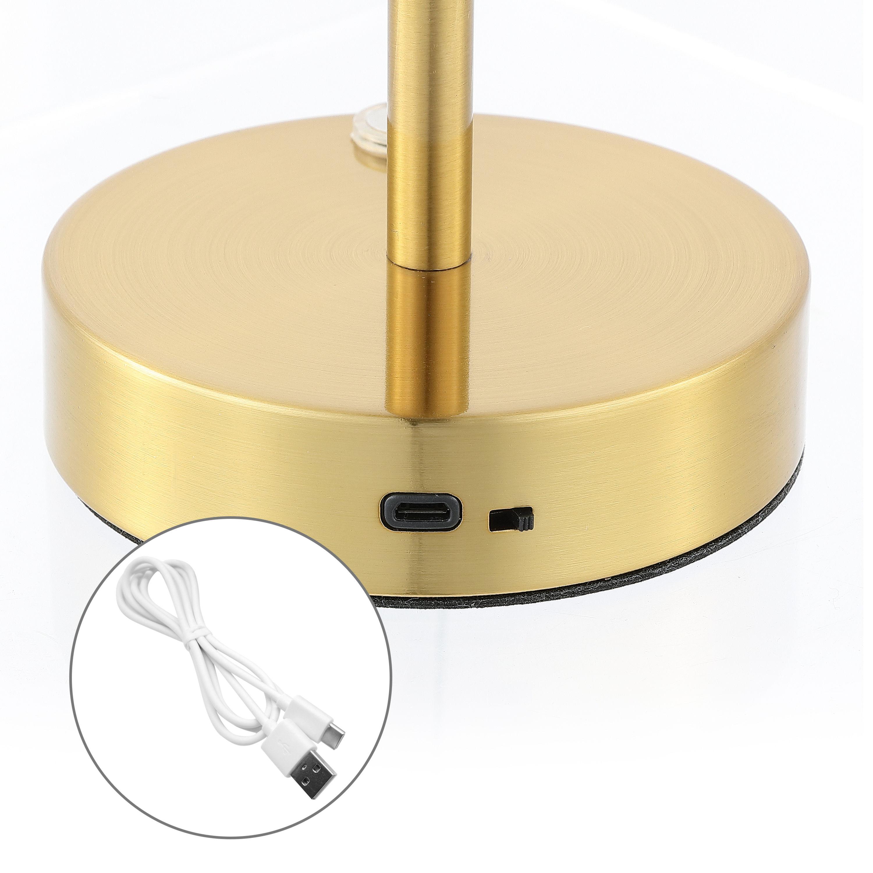 JONATHAN Y JYL7108C Natalia 12.25" Modern Minimalist Iron Rechargeable Integrated Portable LED Table Lamp, Coastal, Contemporary for living room, dinning room, bedroom, Brass Gold/White