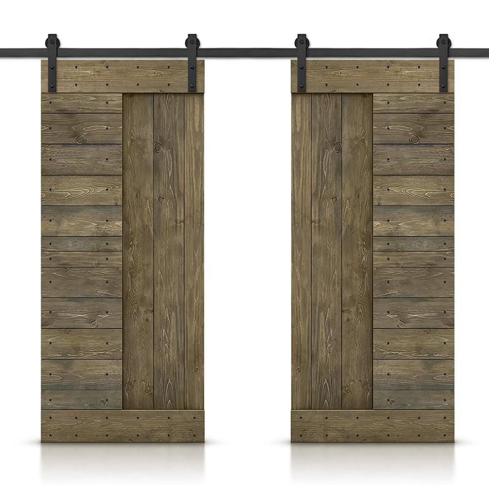 Calhome 84'' Solid Wood Paneled Painted with Installation Hardware Kit Barn Door