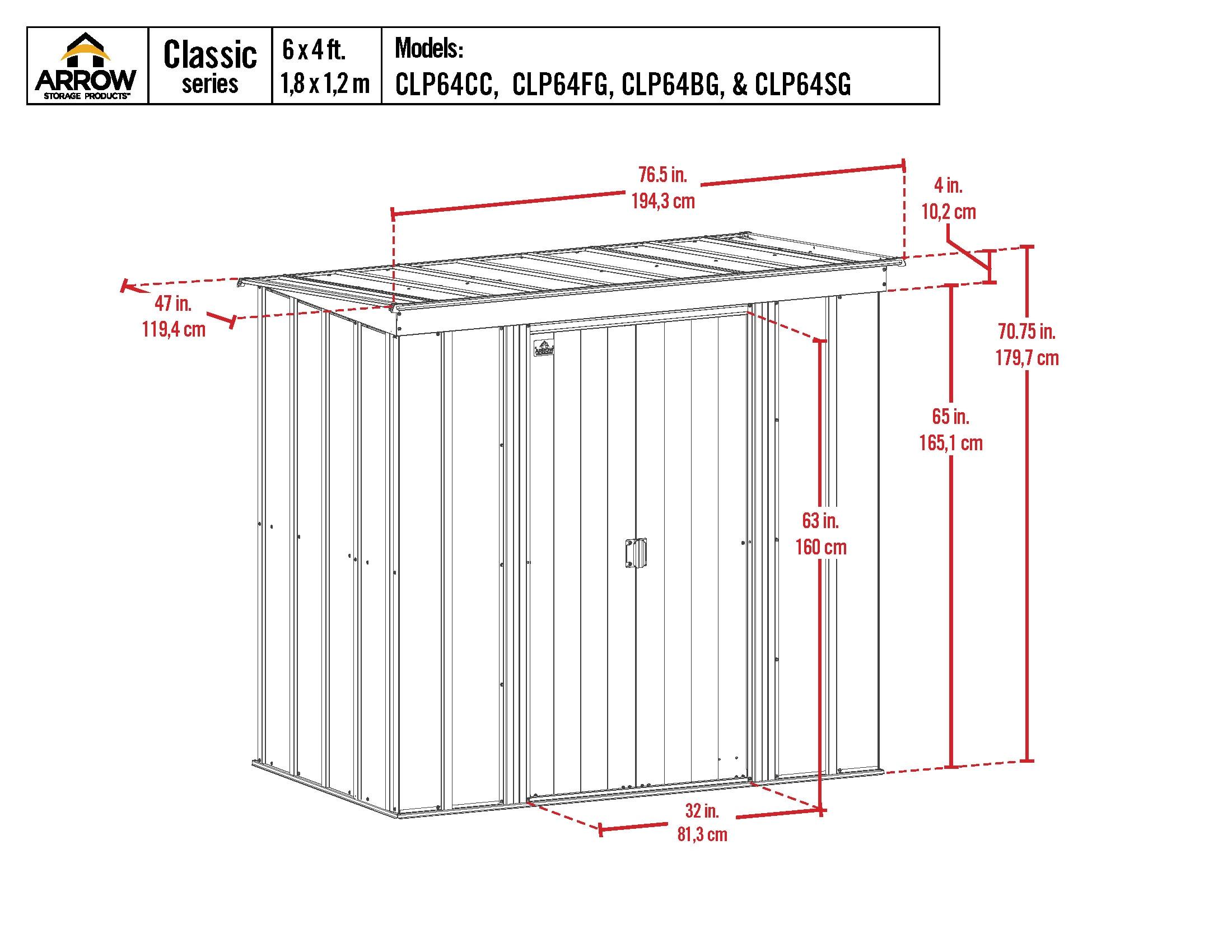 6 ft. W x 4 ft. D Steel Vertical Storage Shed