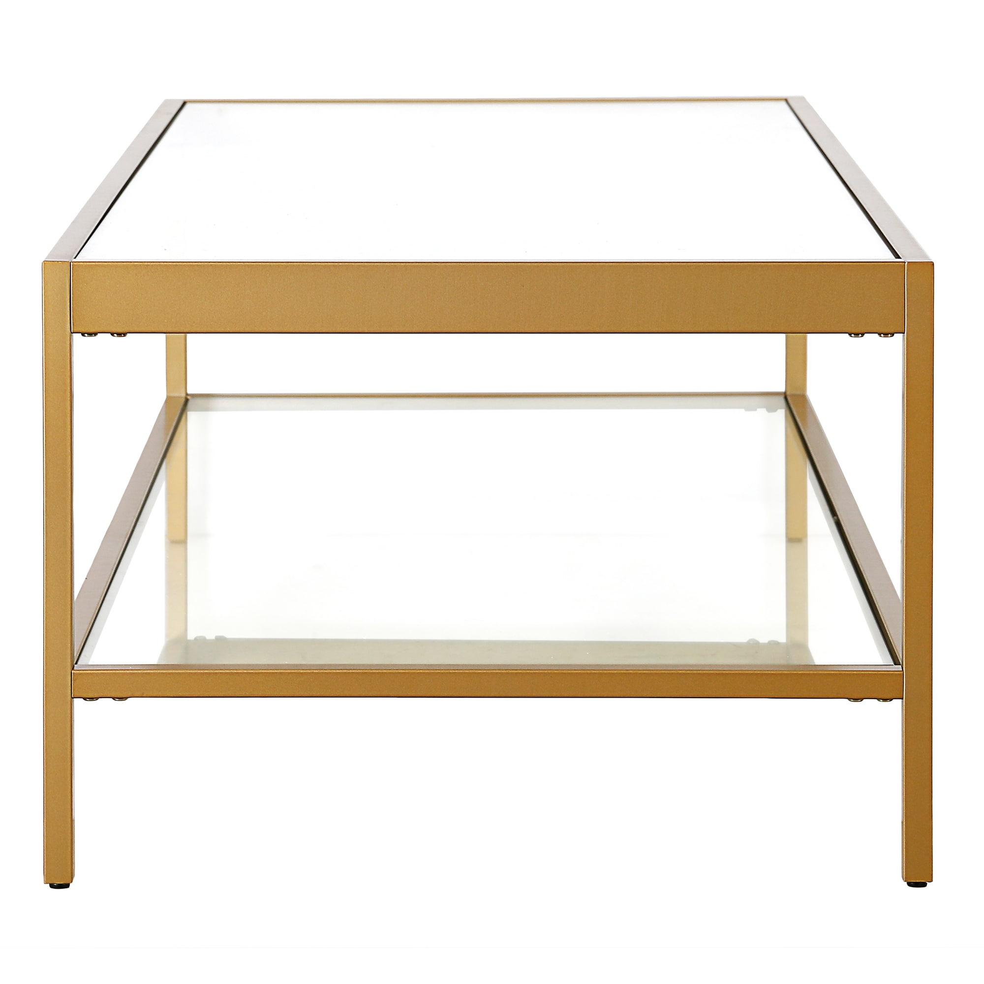 Henn&Hart 54" Brass Finish Coffee Table