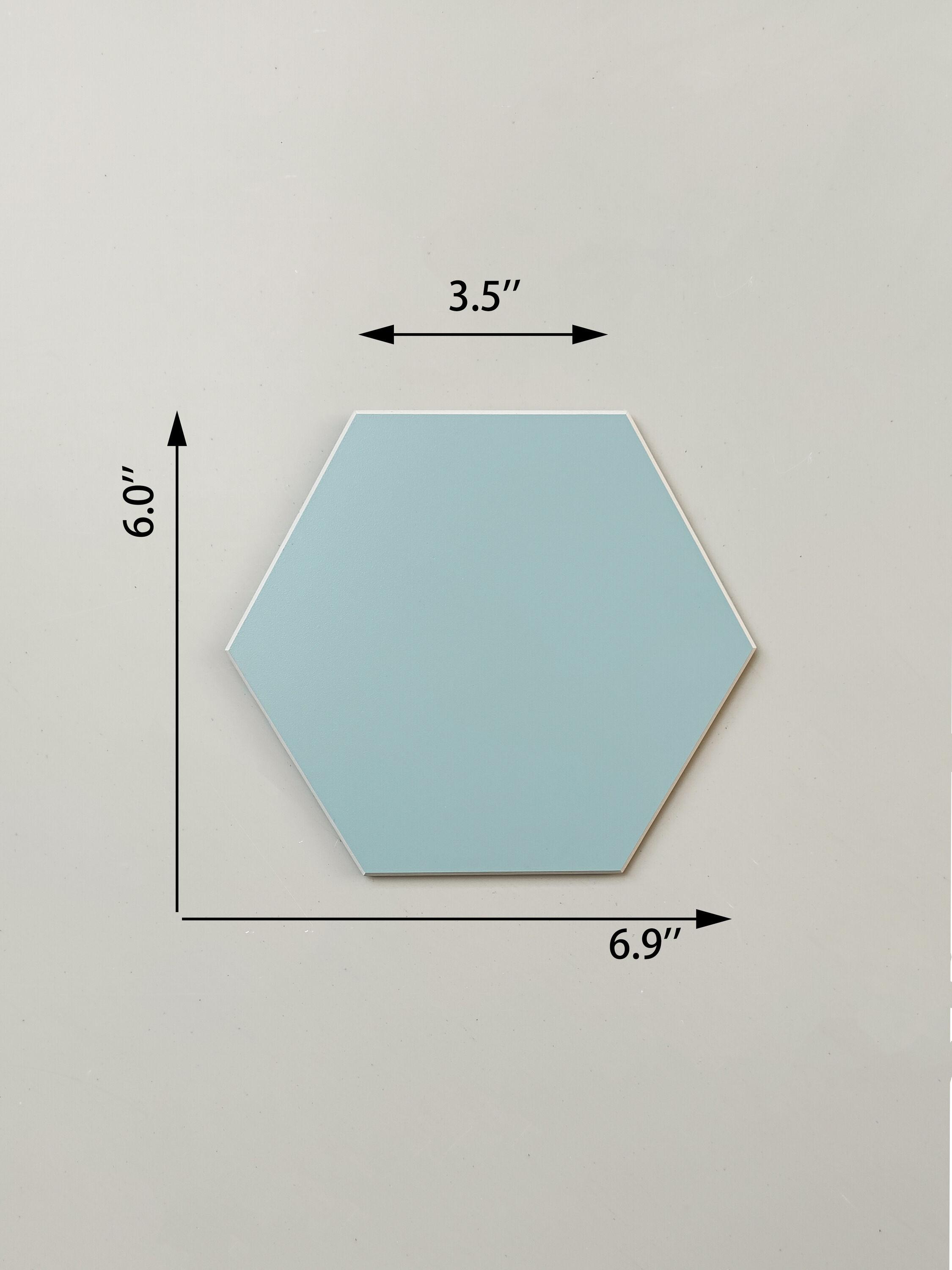 Rain Blue Hexagon Peel and Stick Resin Wall Tiles