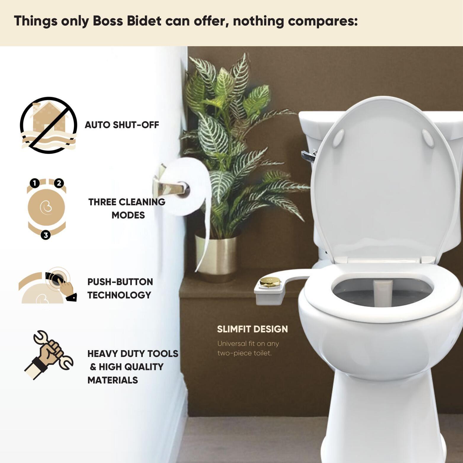 Stainless Steel Dual Temperature Toilet Bidet Attachment with Bamboo Accents