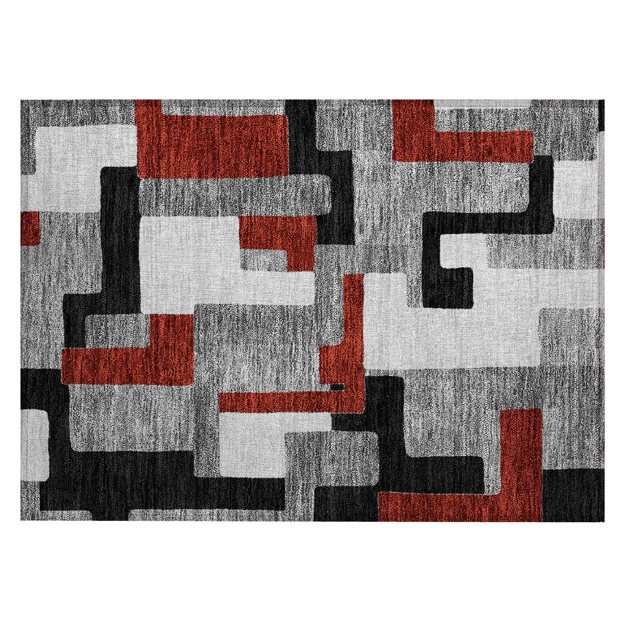 Gray Machine-Washable Indoor/Outdoor Rectangular Rug 1'8" x 2'6"