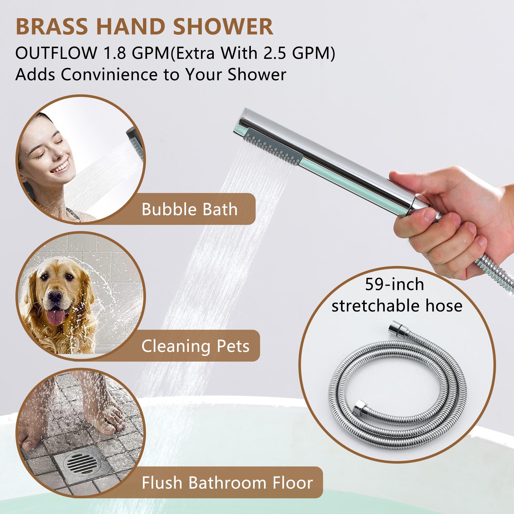 Chrome Freestanding Bathtub Faucet with Hand Shower