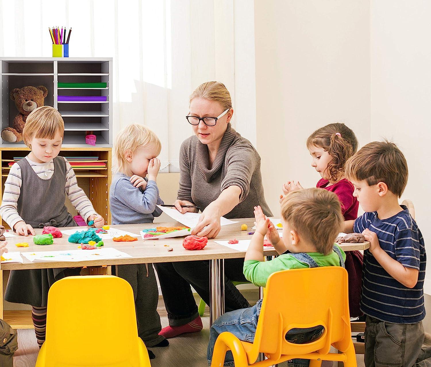 AdirOffice Wood Adjustable 12 Compartment Literature Organizer Mailroom Organizer