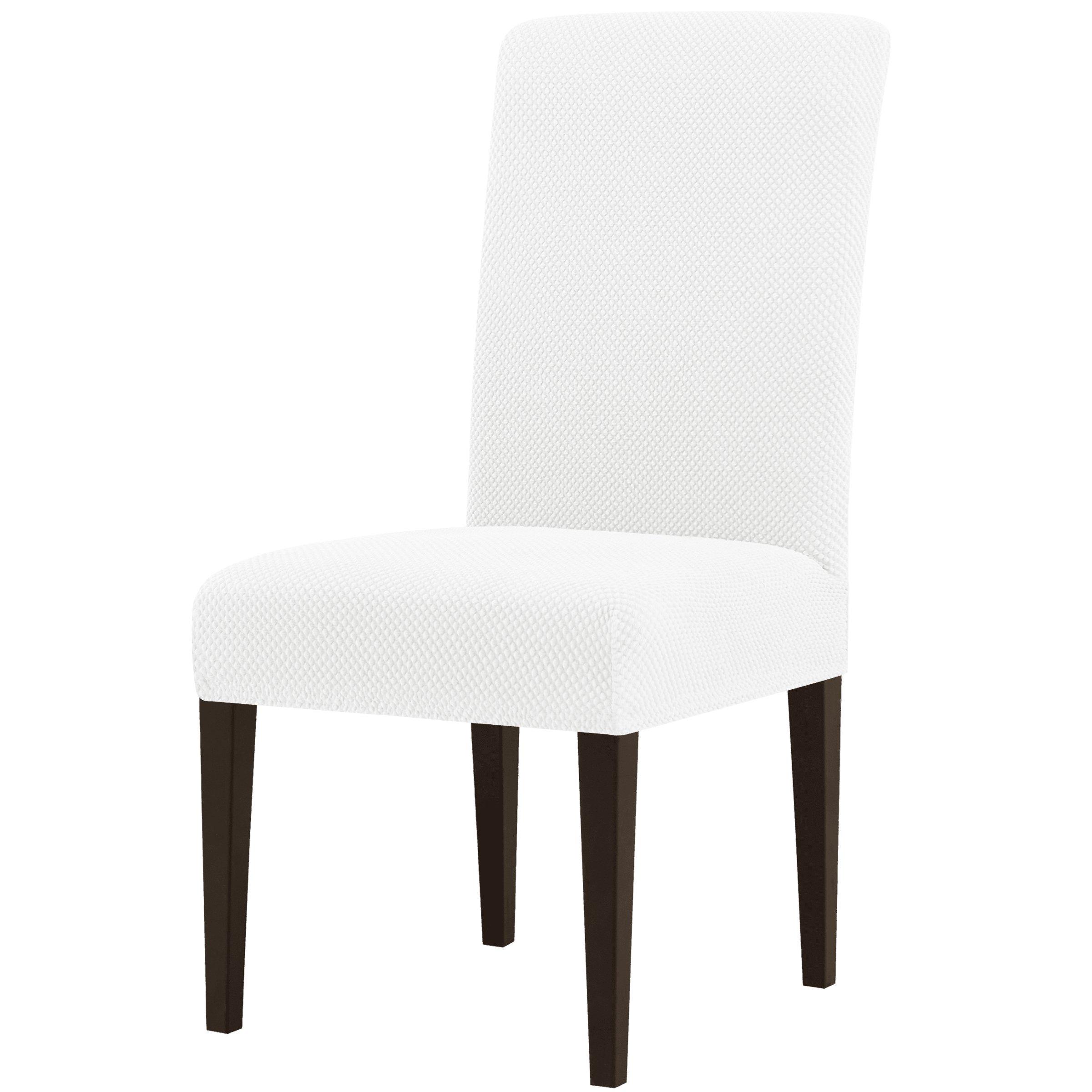 Subrtex Stretch Textured Grain Dining Chair Slipcover (Set of 2, White)