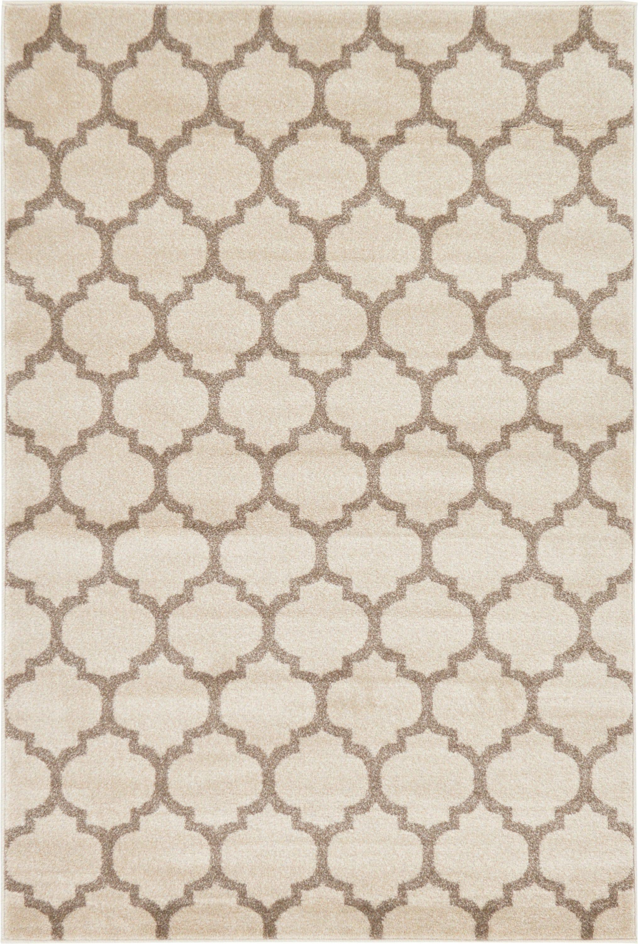 Unique Loom 4' 1 x 6' 1 Trellis Philadelphia Beige and Light Brown Area Rug