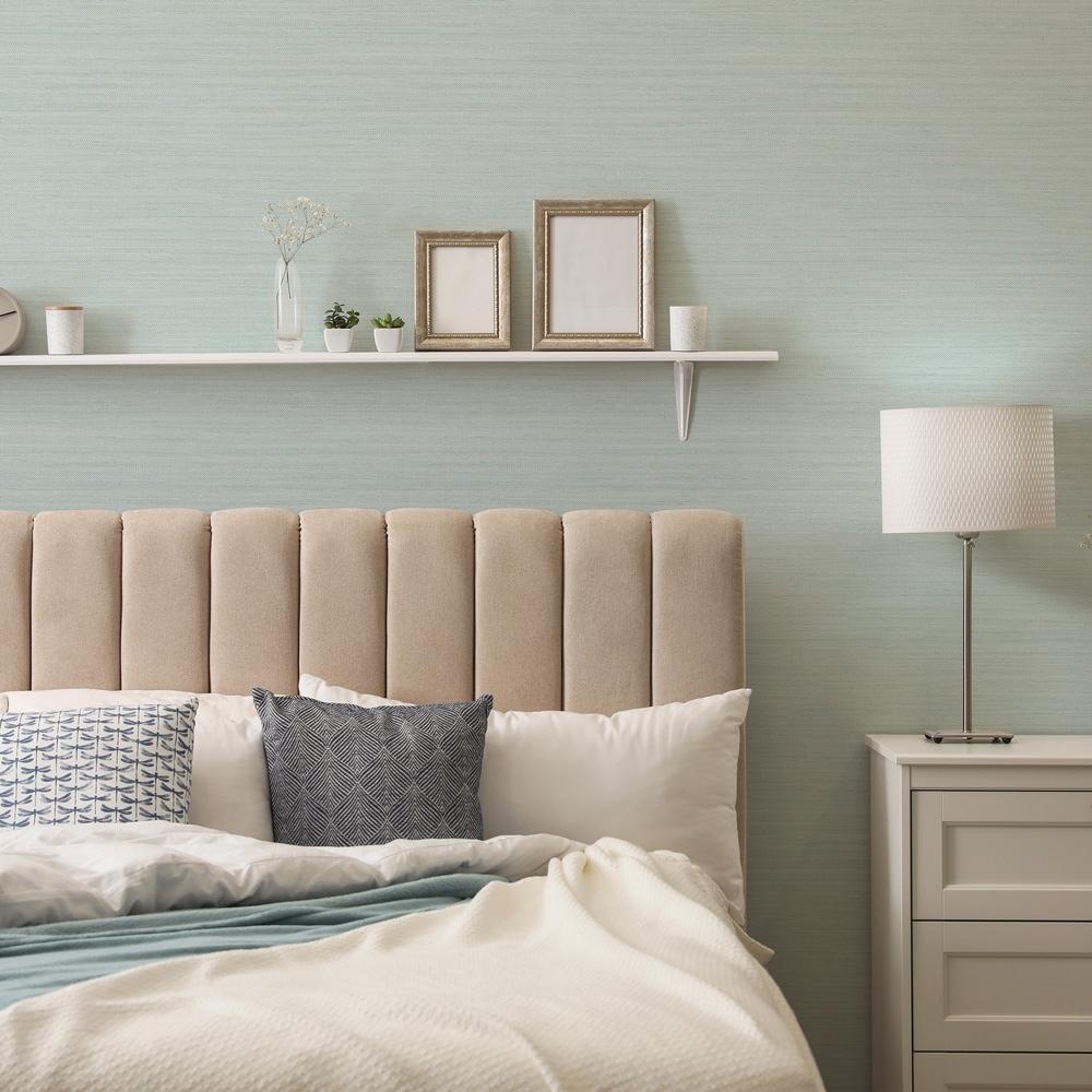 Tempaper & Co.® Faux Horizontal Grasscloth Removable Peel and Stick Wallpaper, Textured Seaglass, 56 sq ft: Vinyl, Prepasted