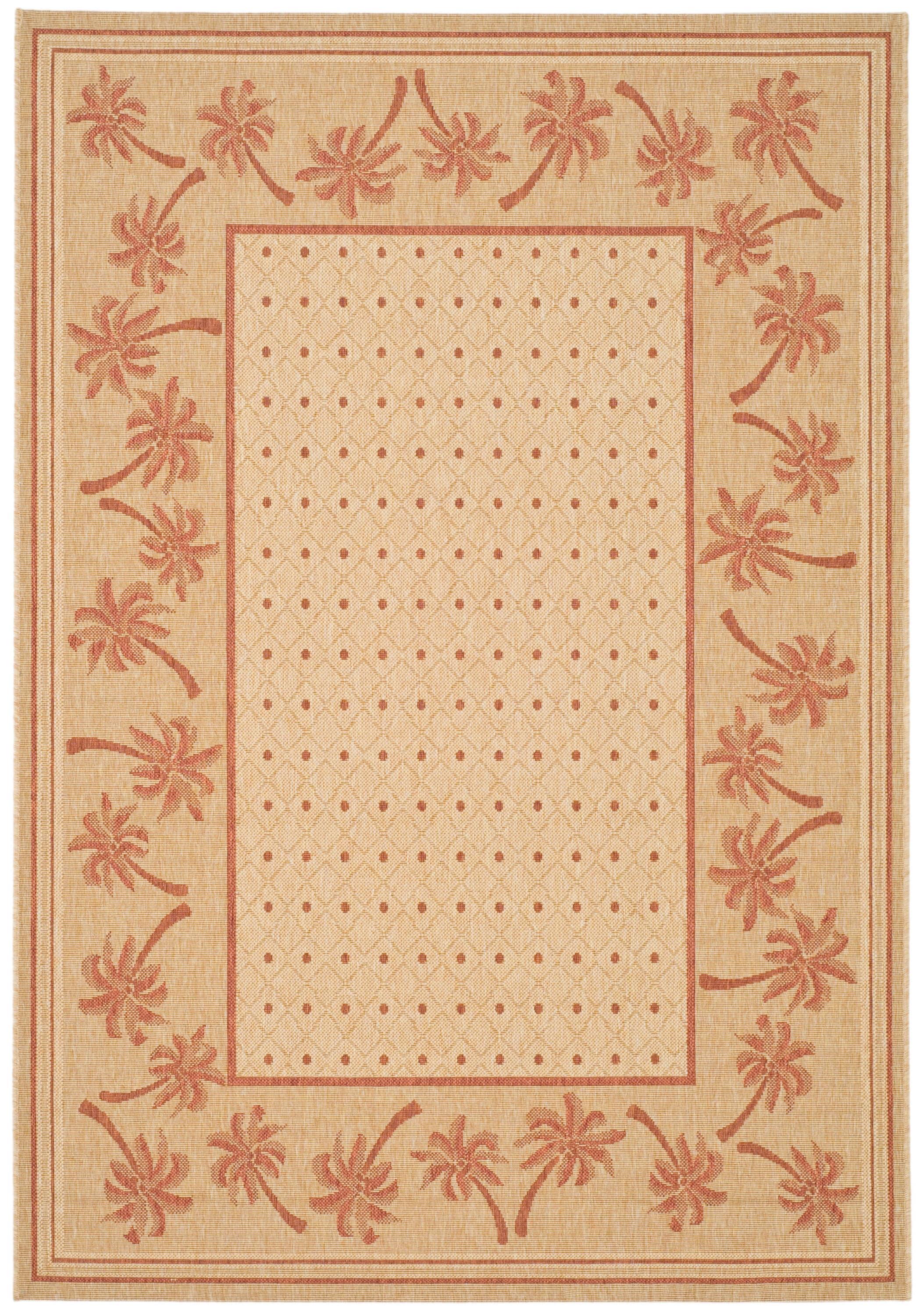 SAFAVIEH Courtyard Charles Floral Indoor/Outdoor Area Rug, Ivory/Rust, 5'3" x 7'7"