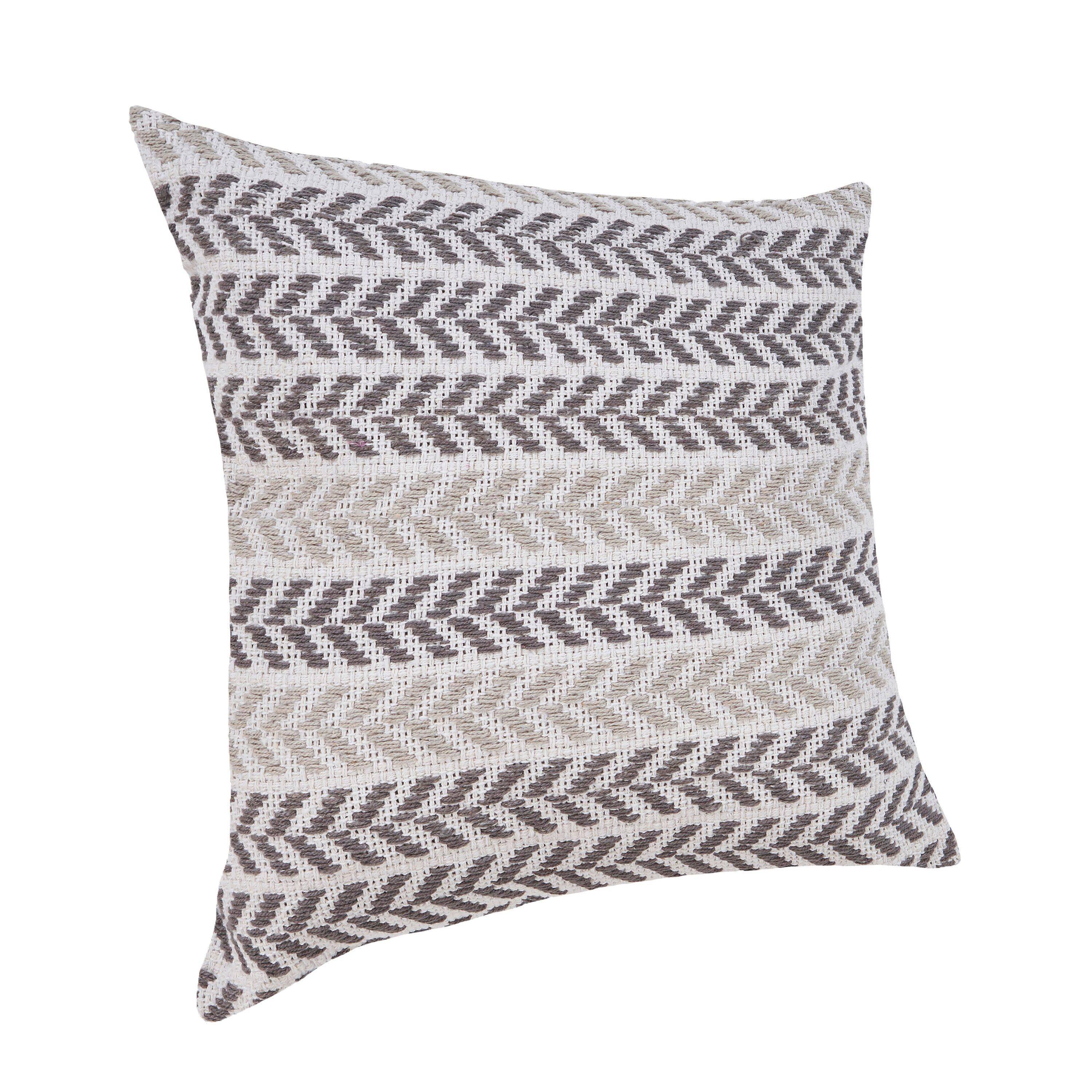 Gray Chevron Cotton Square Throw Pillow 18" x 18"