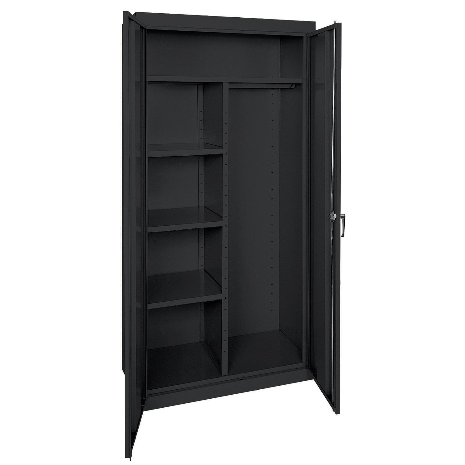 Classic Series 36"W x 72"H x 24"D Combination Storage Cabinet with Adjustable Shelves, Black