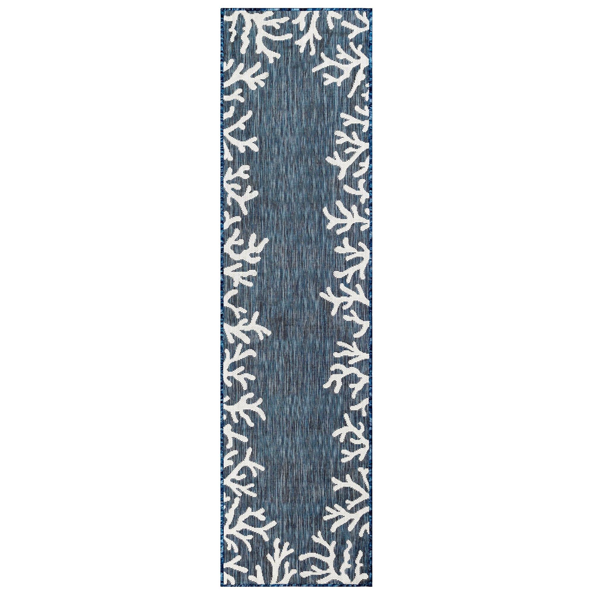 Liora Manne Carmel Coral Border Indoor/Outdoor Rug Navy 1'11" x 7'6"