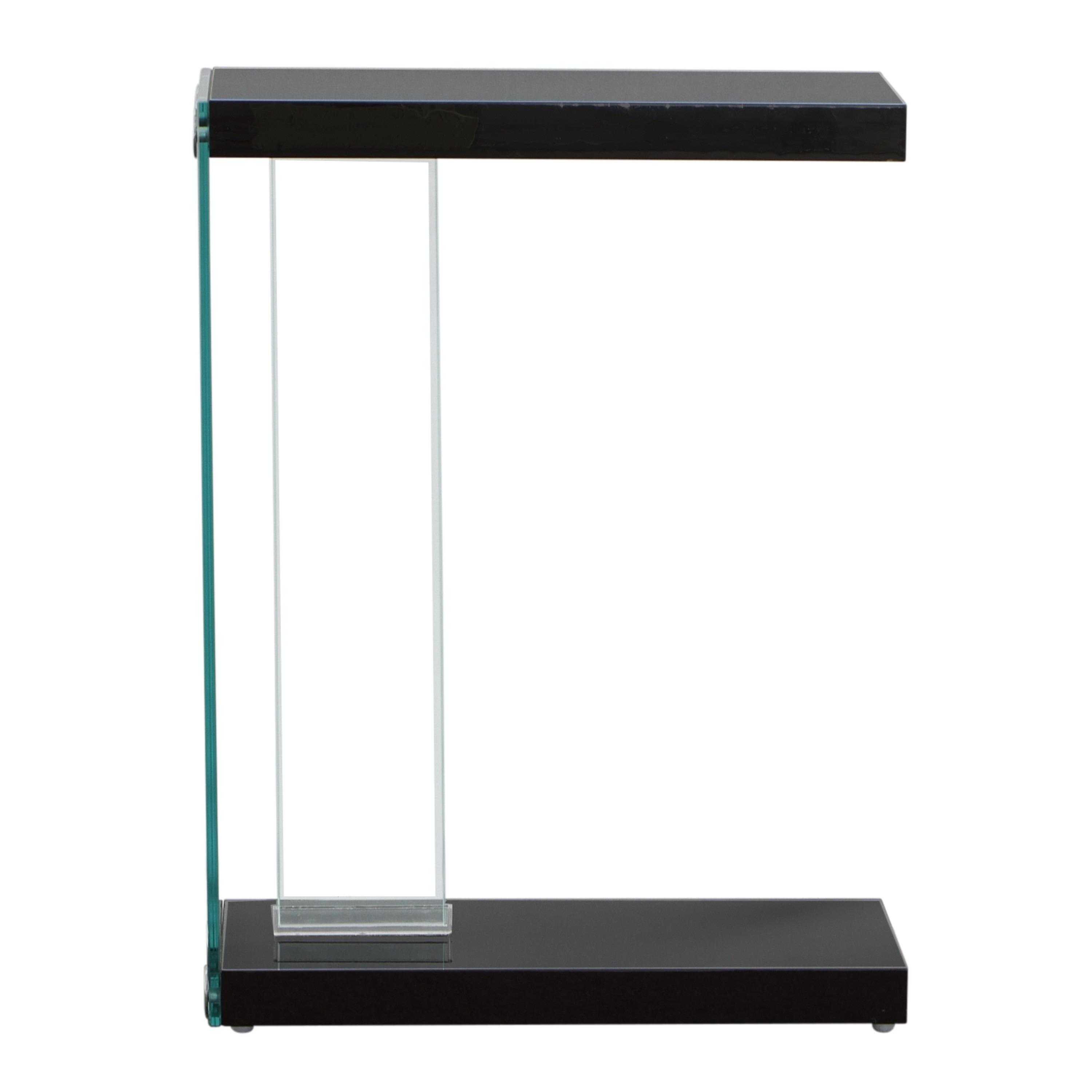 Elaina Chair Side End Table Black - Steve Silver Co.: Modern Rectangular Accent Table, Tempered Glass Frame, 2 Shelves
