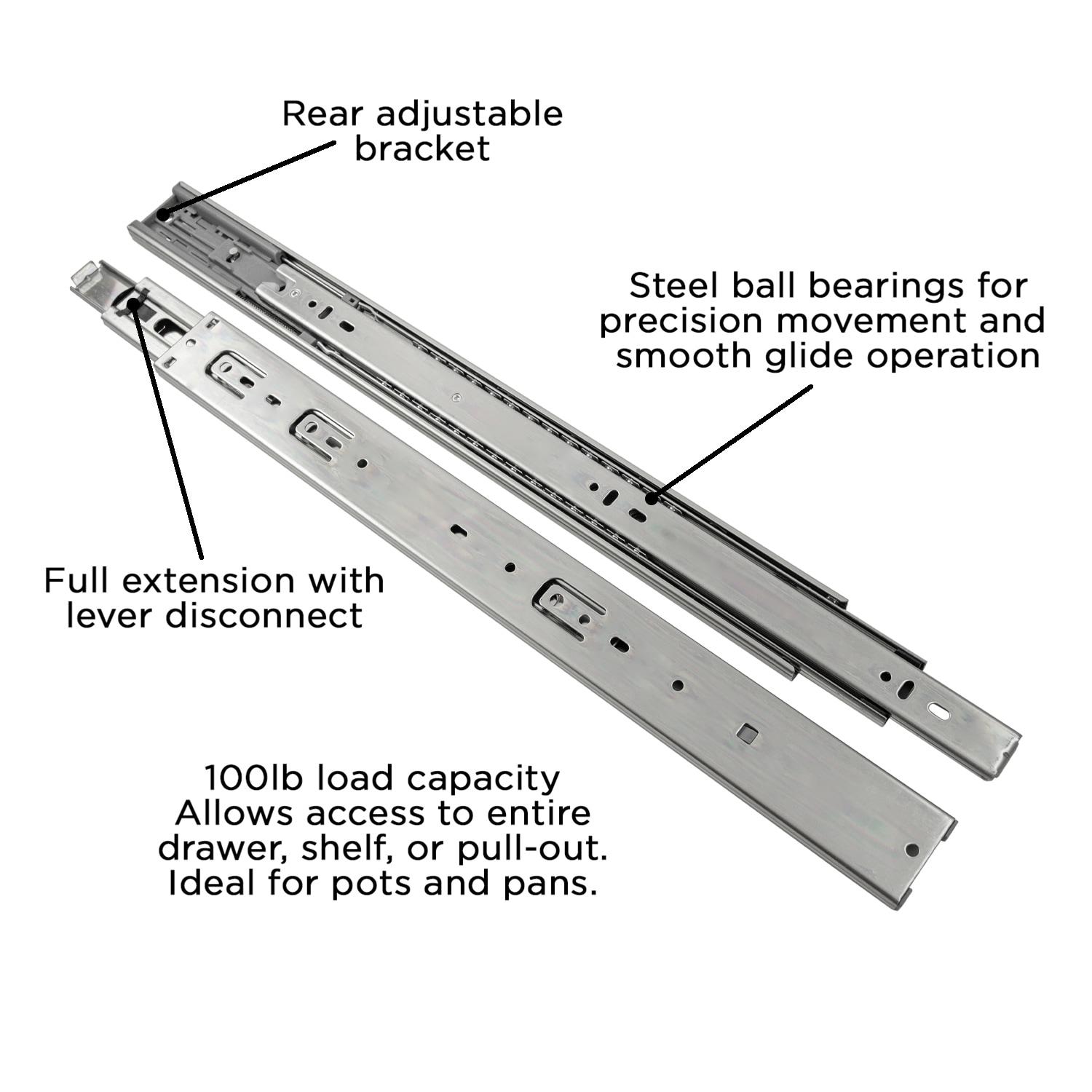 Drawer Slide Side Mount Soft Close Full Extension Cadmium Finish