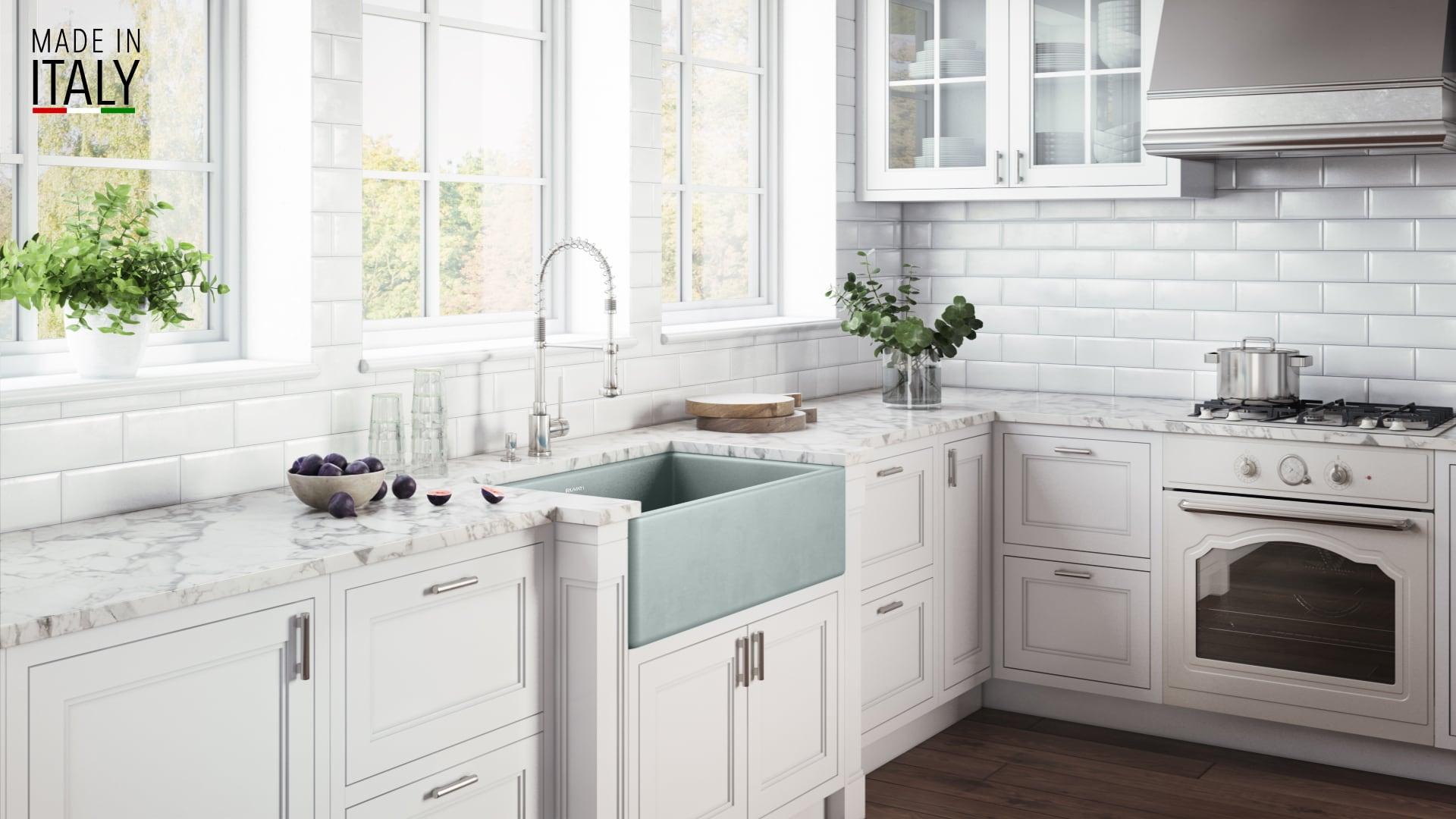 Ruvati 33 inch Fireclay Farmhouse Apron-Front Kitchen Sink Reversible