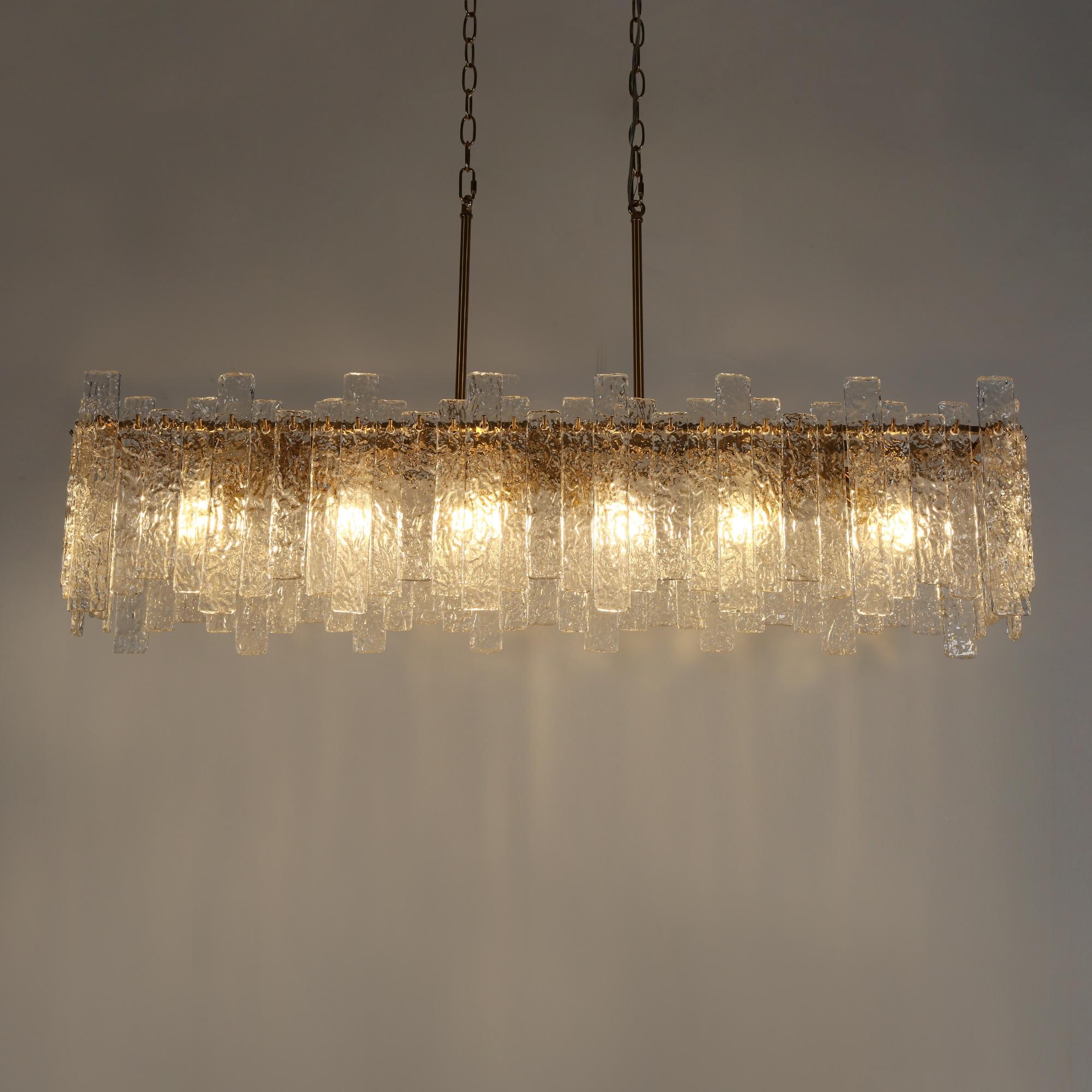 LNC Modern 6-Light 39" W. Glass Island Chandelier for Kitchen Island Dining Room - 39" W x 9.8" H x 9.9" D