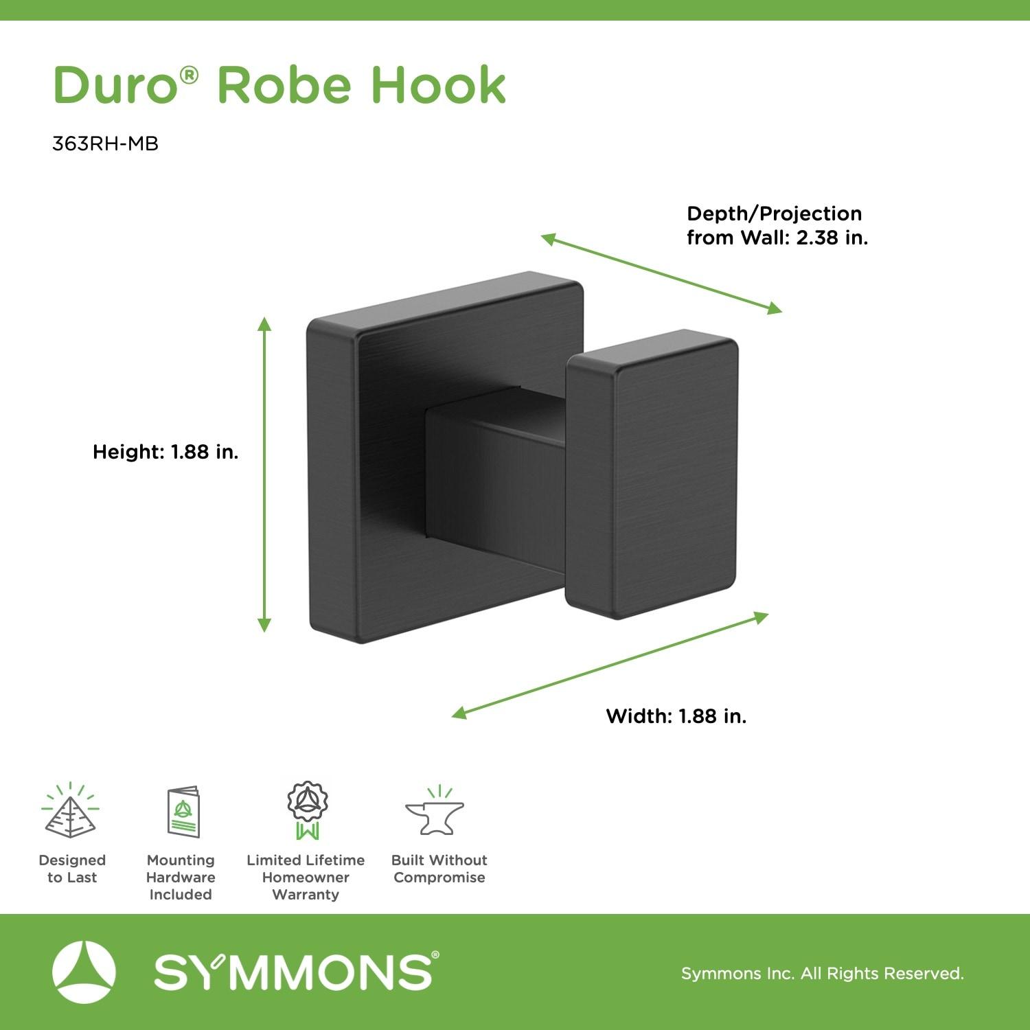 Matte Black Metal Wall-Mounted Duro Robe Hook