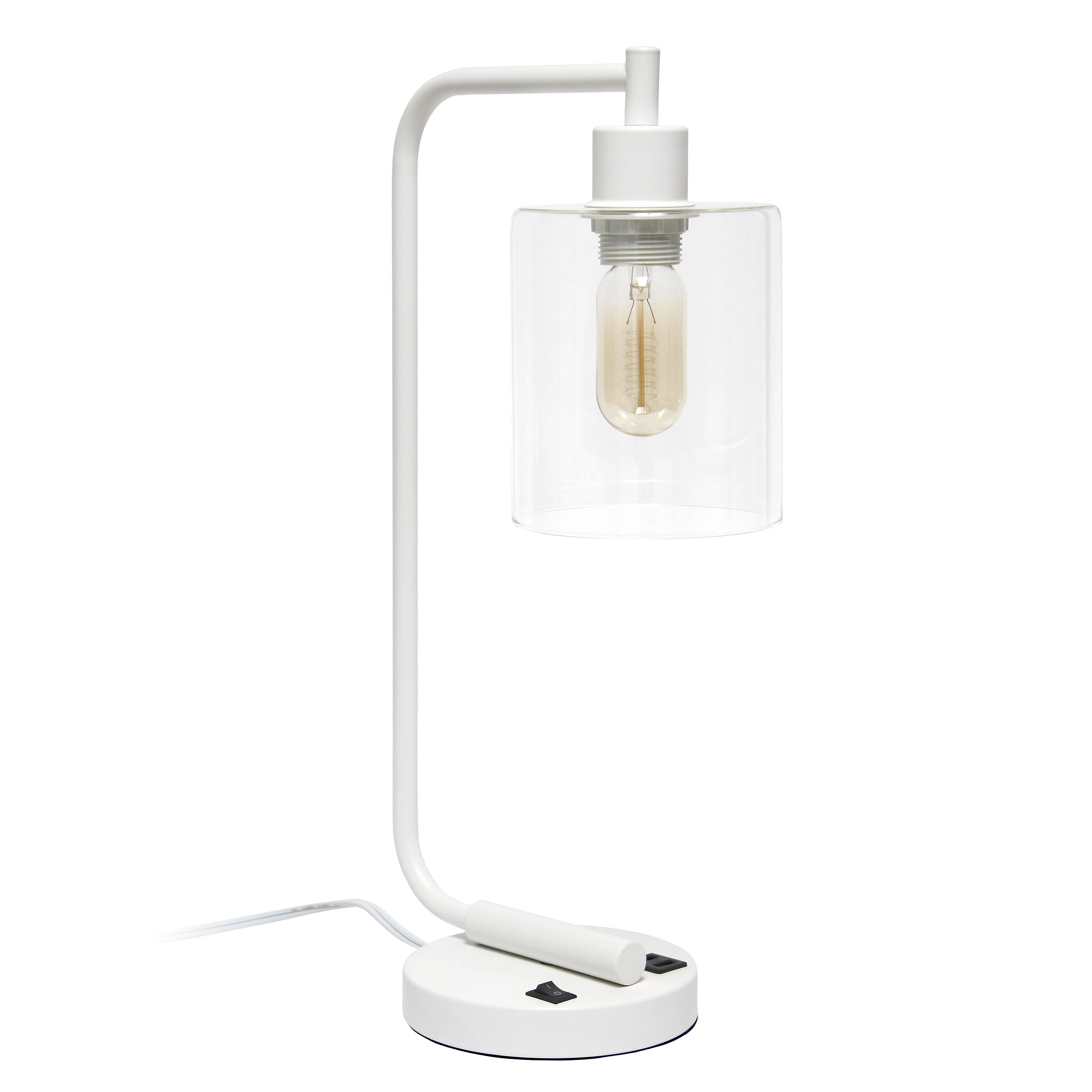 Modern Iron Desk Lamp with USB Port and Glass Shade White - Lalia Home: ETL Listed, No Assembly Required