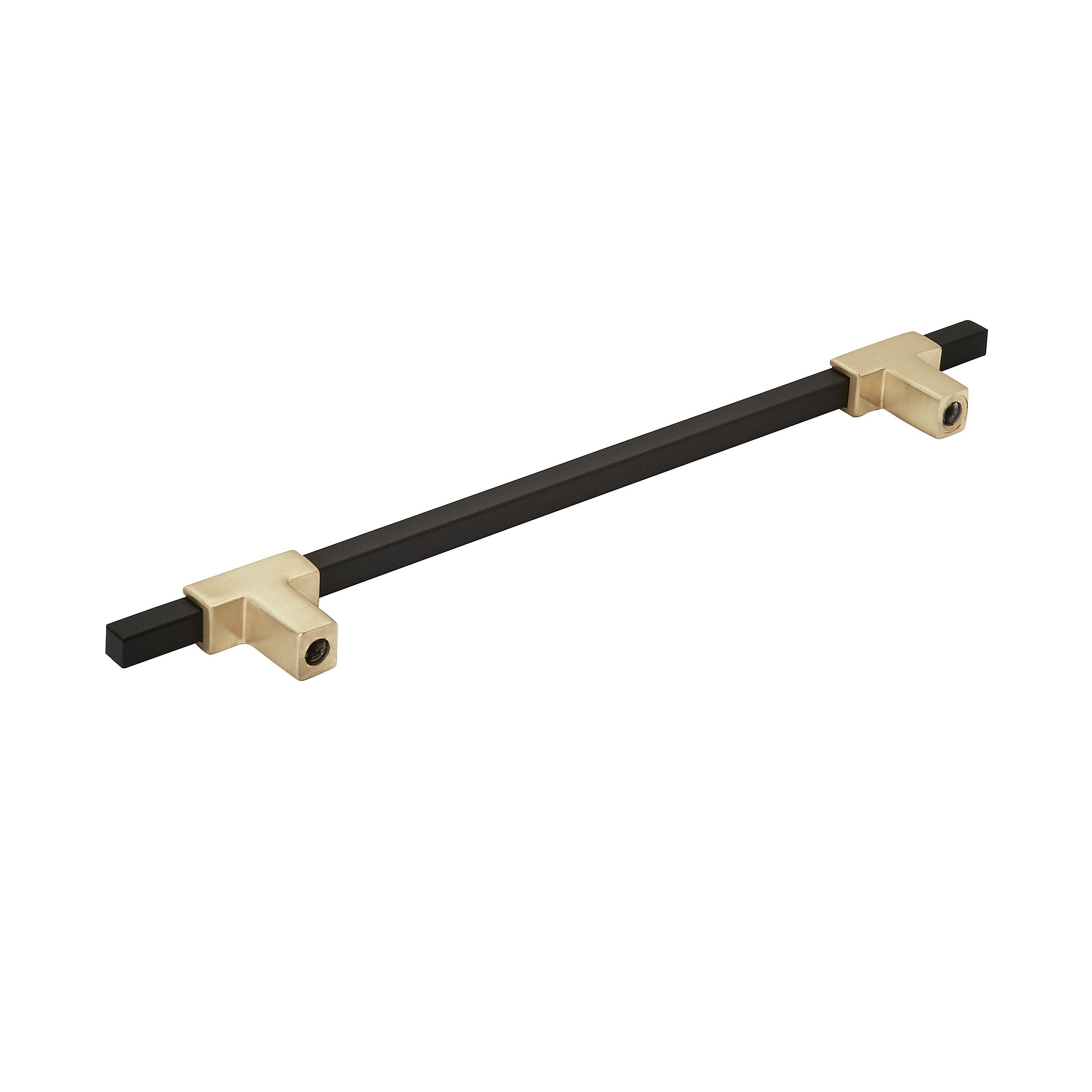 Amerock Urbanite 7-9/16 inch (192mm) Center-to-Center Brushed Gold/Matte Black Cabinet Pull