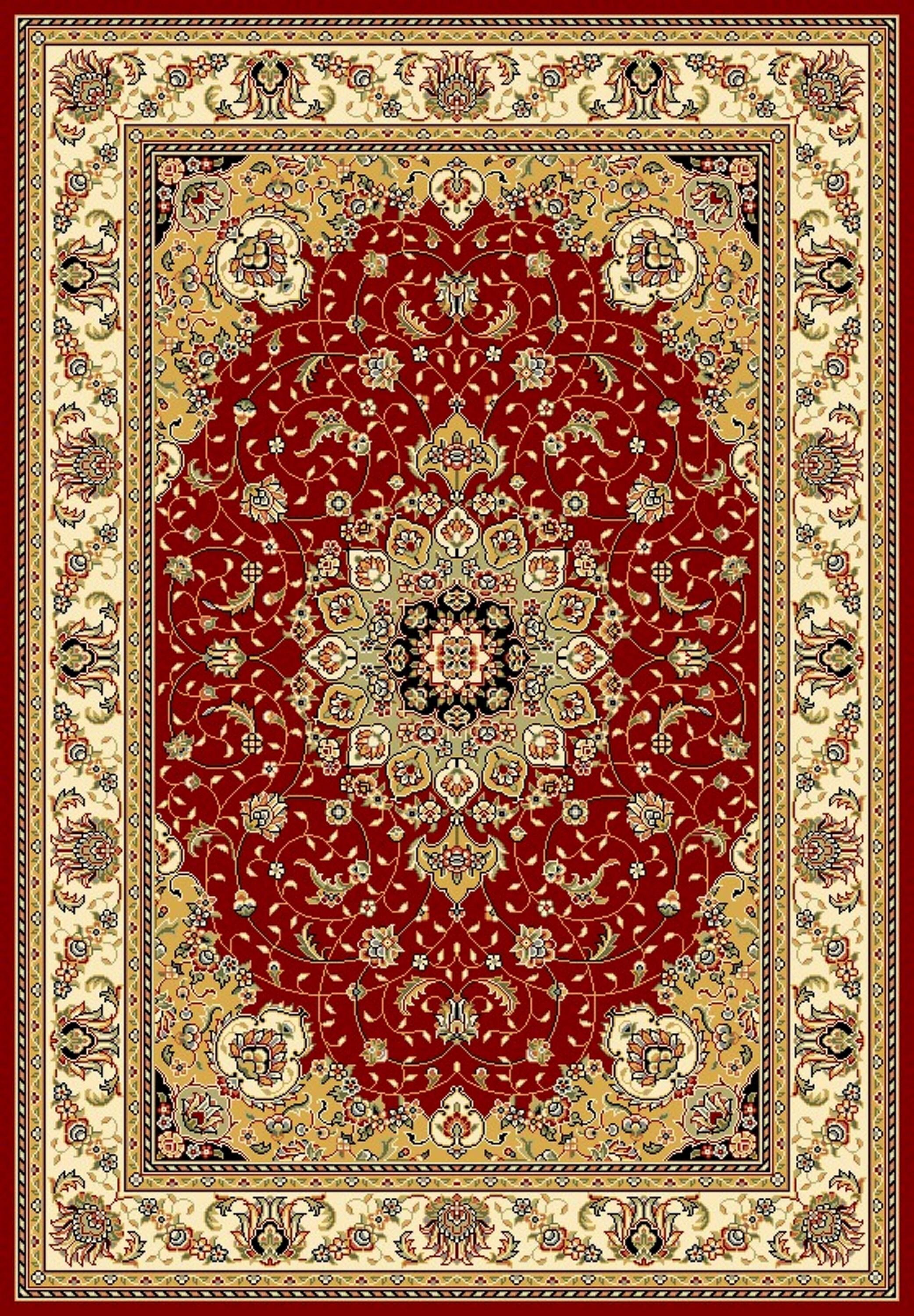 Lyndhurst LNH329 Power Loomed Area Rug - Red/Ivory - 5'3"x7'6" - Safavieh