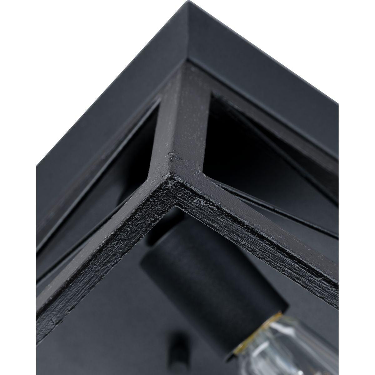 Progress Lighting, Briarwood, 2-Light Flush Mount, Textured Black, Faux-Painted Wood Enclosure
