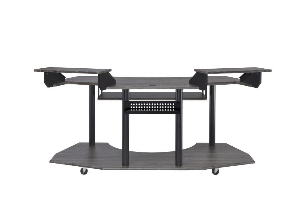 Acme Furniture Eleazar 2 Stands Computer Desk Black Oak: Metal Frame, Veneer Surface, Hutch Storage, 71"W x 40"D