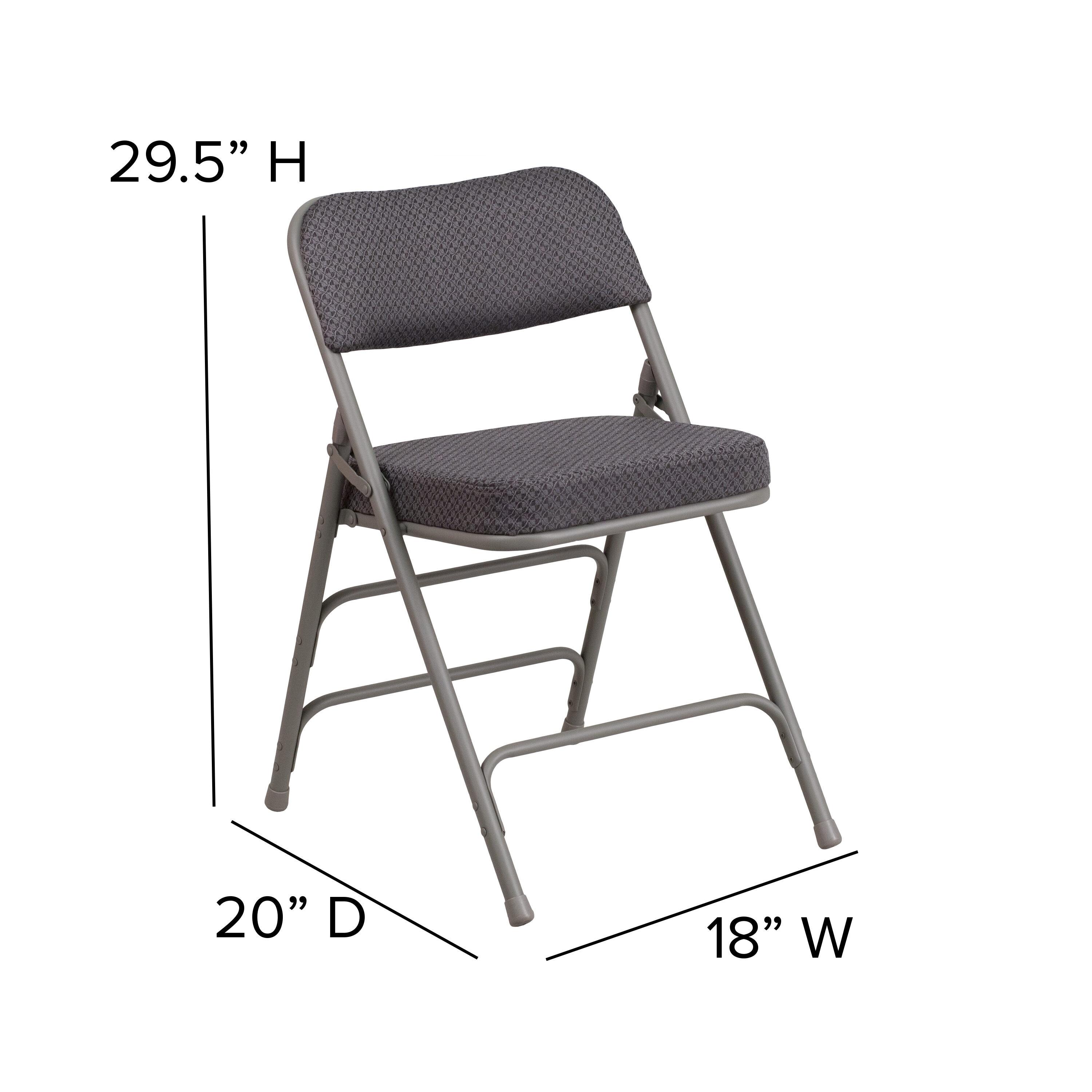 Flash Furniture 2 Pack HERCULES Series Premium Curved Triple Braced & Double Hinged Gray Fabric Metal Folding Chair