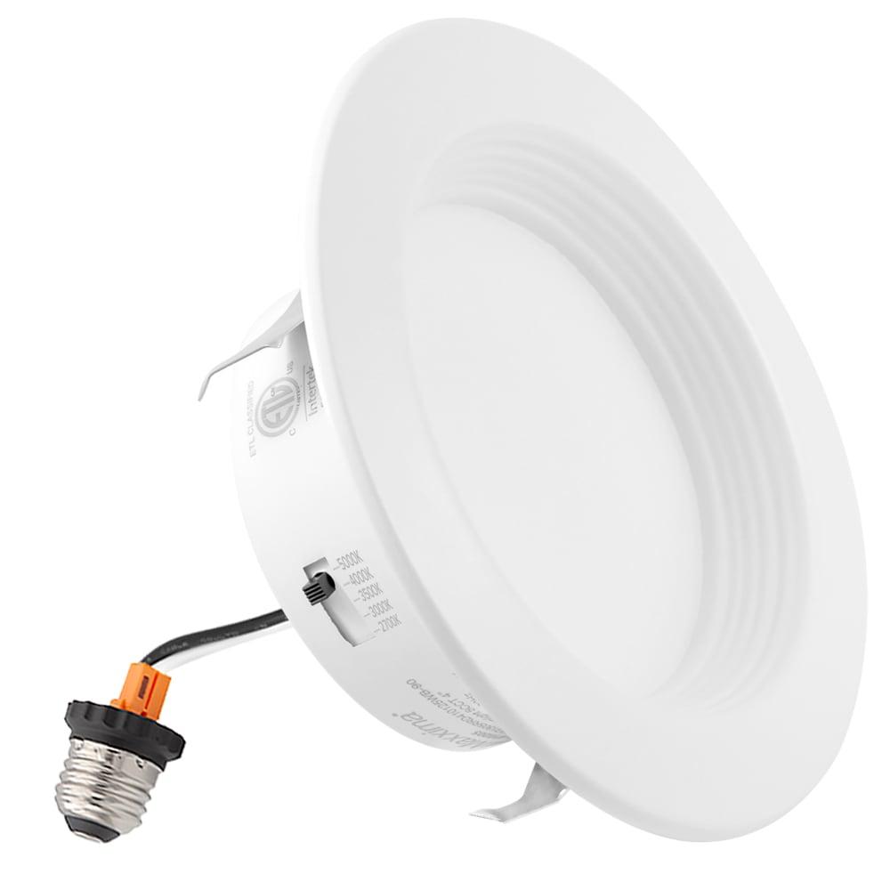 Maxxima 4" 5 CCT Retrofit Recessed LED Downlight - E-26 Quick Connect, Color Selectable 2700K-5000K (2700K/3000K/3500K/4000K/5000K), Dimmable Retrofit, 750 Lumens, Damp Rated for Kitchens - 12 Pack