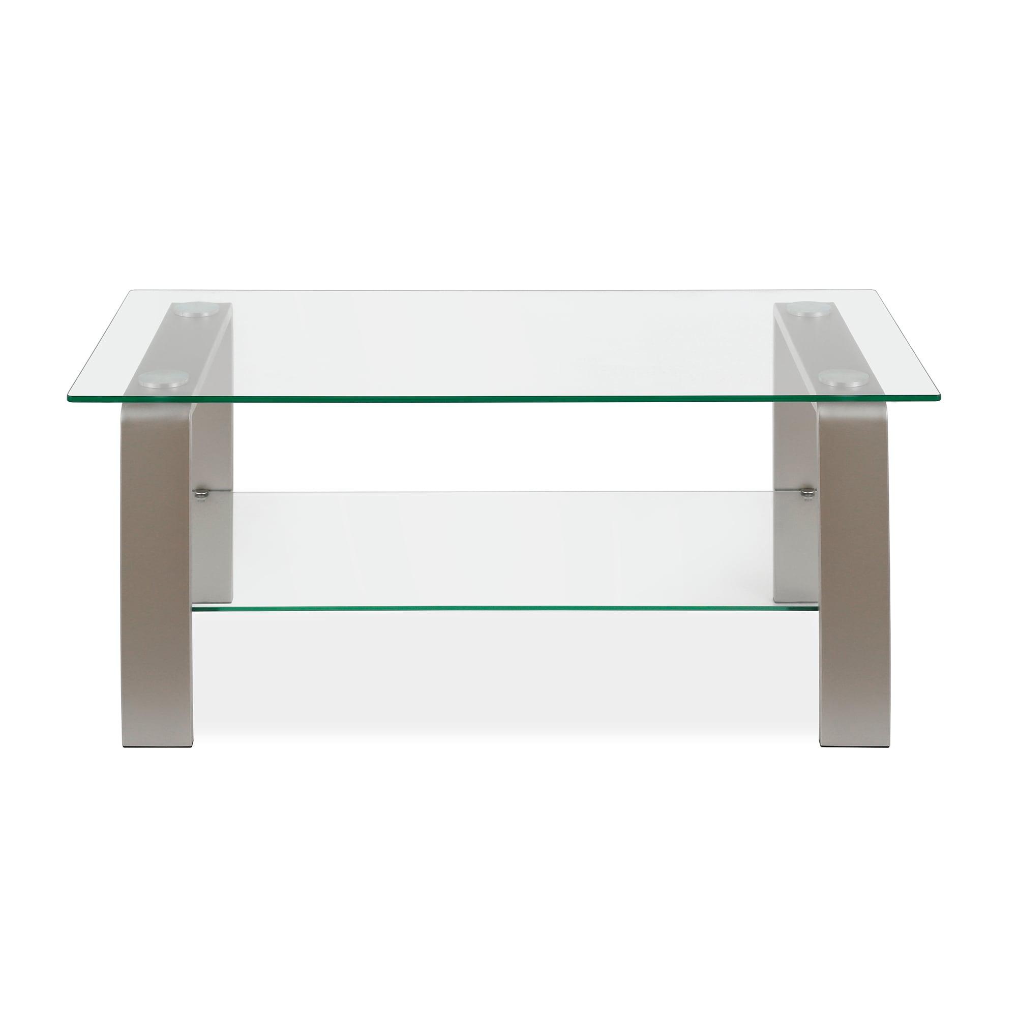 Evelyn&Zoe Asta 40" Wide Rectangular Coffee Table, Nickel